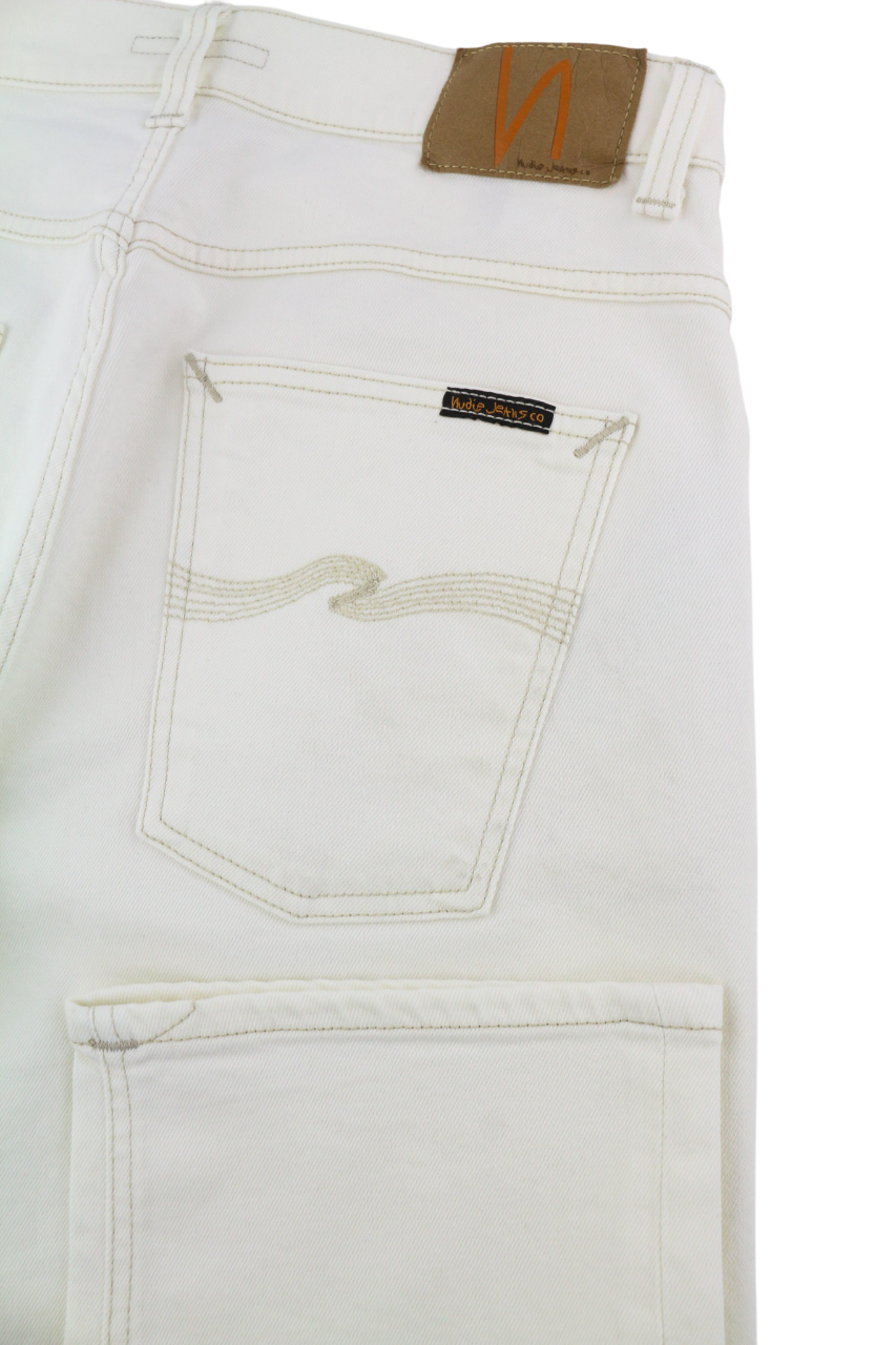 NUDIE JEANS Sleepy Sixten Men Jeans W30/L30 Ecru Denim Buttoned Straight Fit