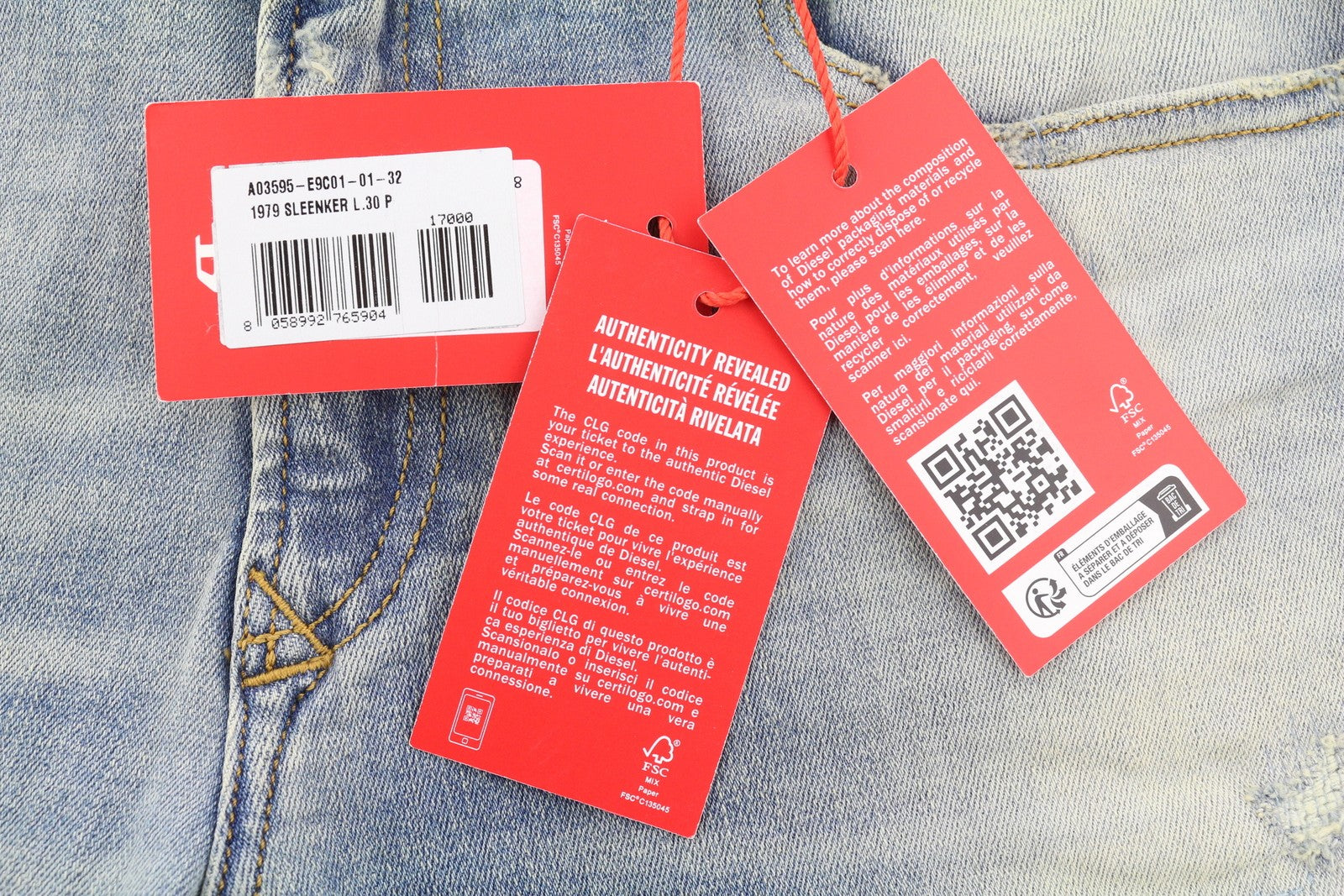 DIESEL 1979 Sleenker E9C01 Men Jeans W32/L30 Skinny Distress Blue RRP€275