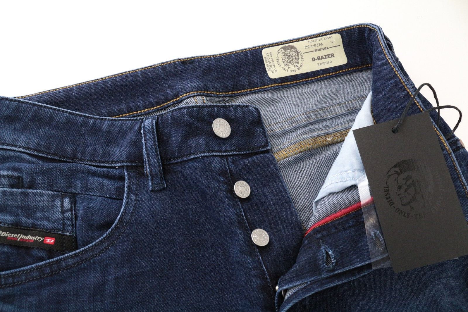 DIESEL D-Bazer 083AT Men's W26/L32 Taper Blue Stretch Cotton Washed Jeans