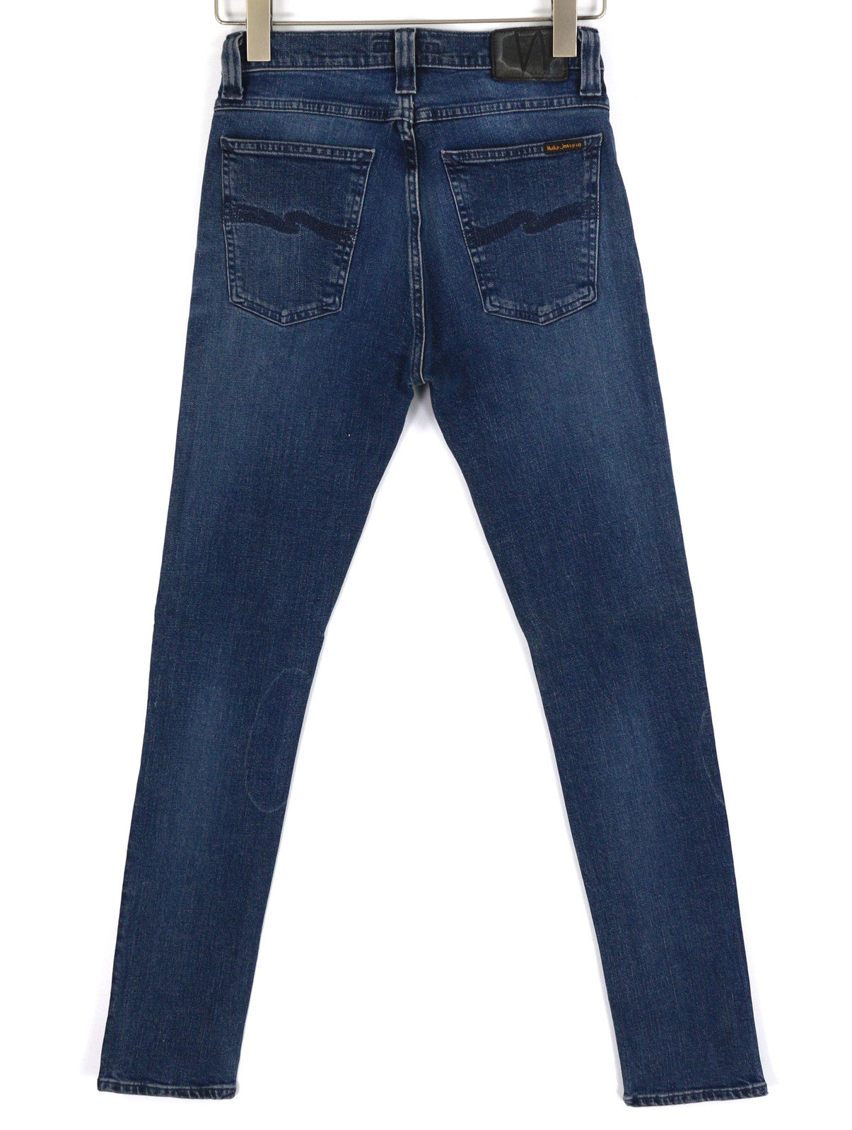 NUDIE JEANS High Kai Men Jeans W28/L32 Navy Falls Organic Zip Fly Washed Denim