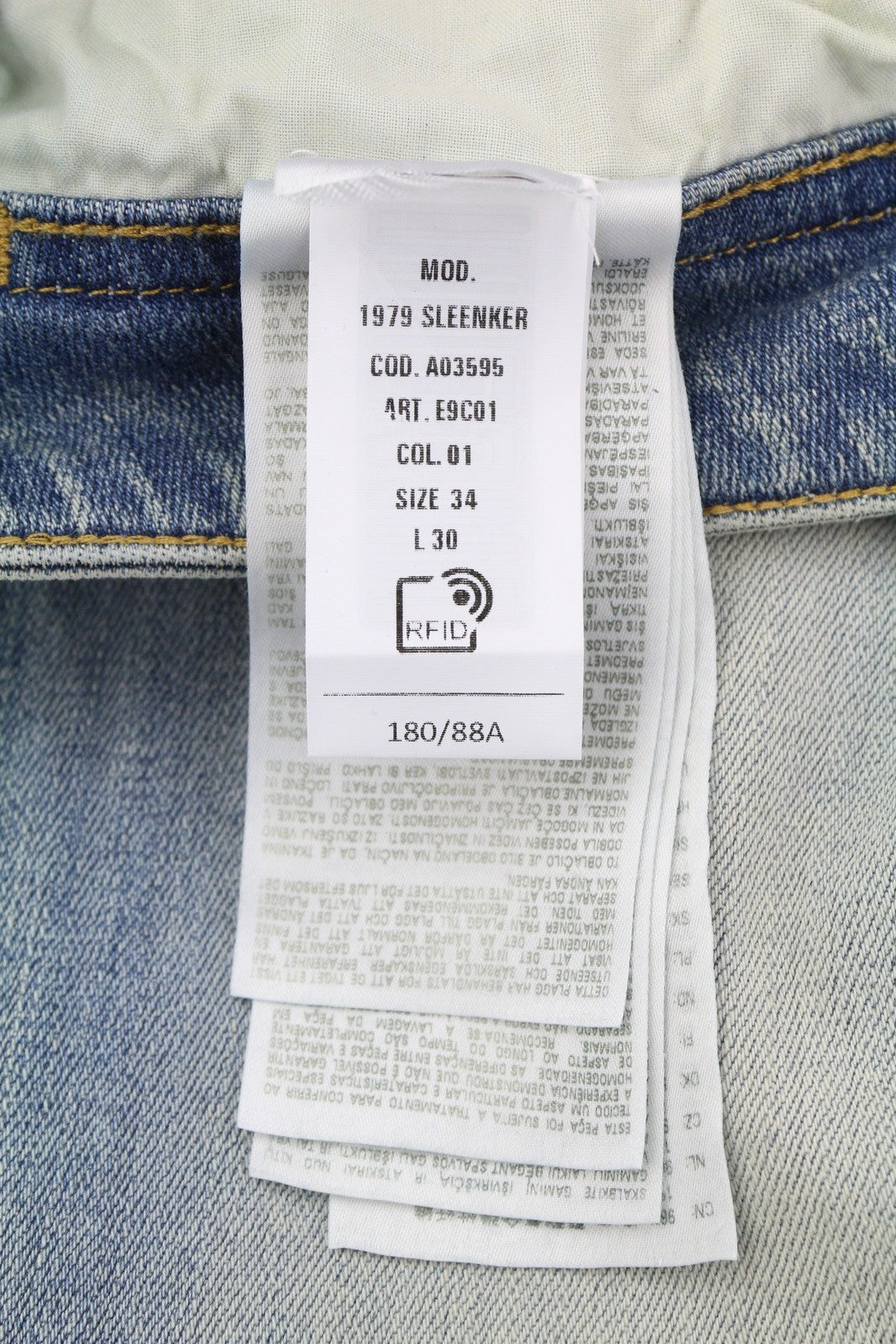 DIESEL 1979 Sleenker E9C01 Men Jeans W34/L30 Skinny Distress Blue RRP€275