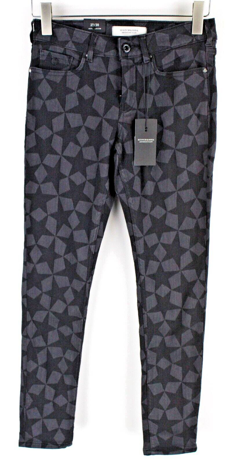 SCOTCH & SODA Women Jeans W27/L30 Stars Grey Flare Skinny Jacquard Style