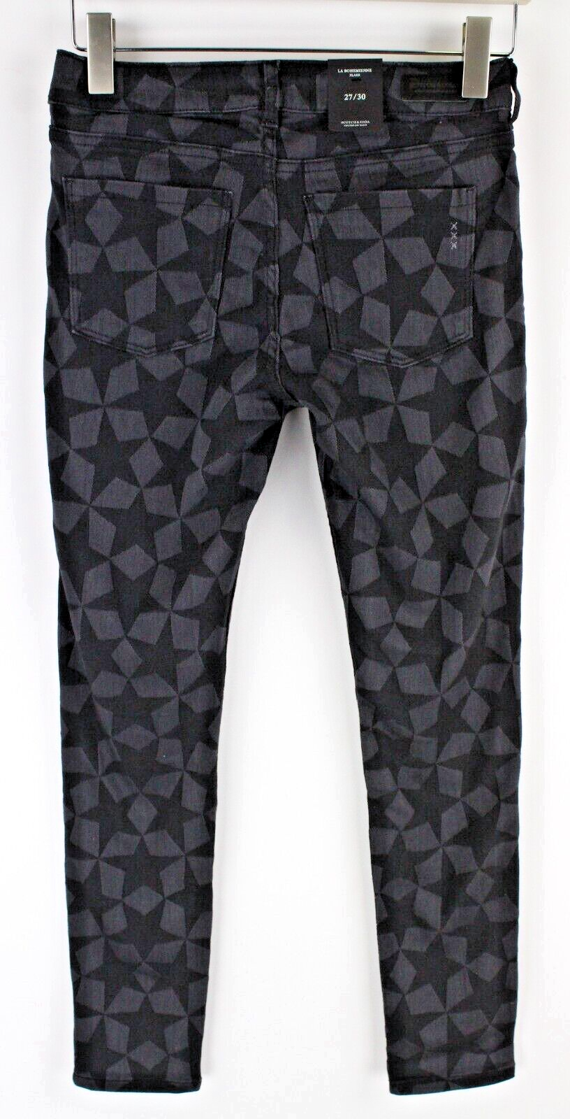 SCOTCH & SODA Women Jeans W27/L30 Stars Grey Flare Skinny Jacquard Style