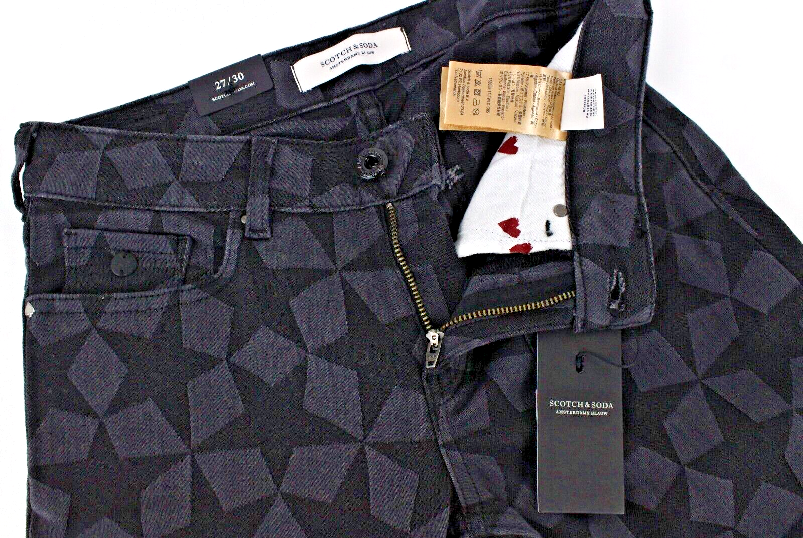 SCOTCH & SODA Women Jeans W27/L30 Stars Grey Flare Skinny Jacquard Style