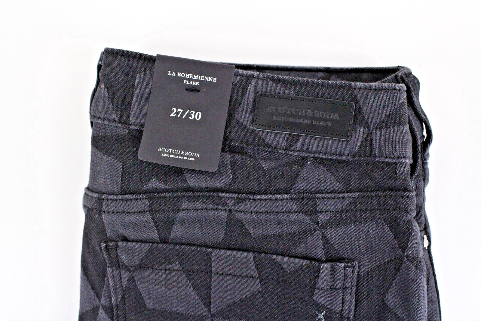 SCOTCH & SODA Women Jeans W27/L30 Stars Grey Flare Skinny Jacquard Style