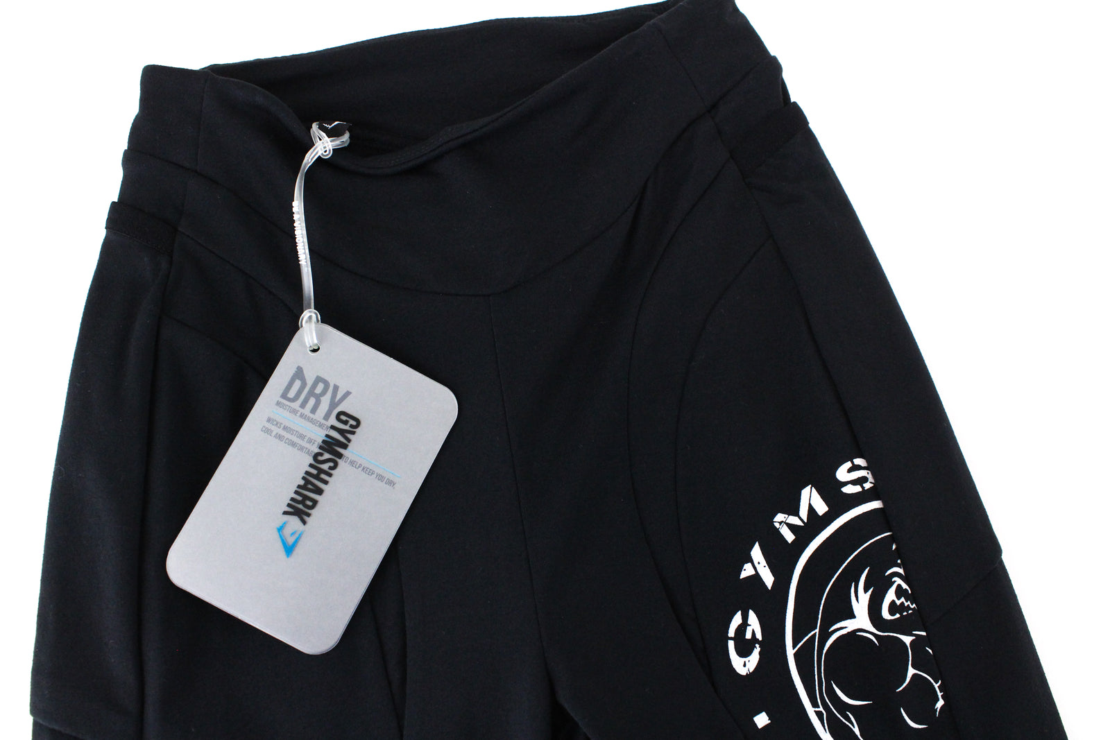 GYMSHARK Women Sport Leggings XS High-Waisted Black Logo Printed Fitness Stretch