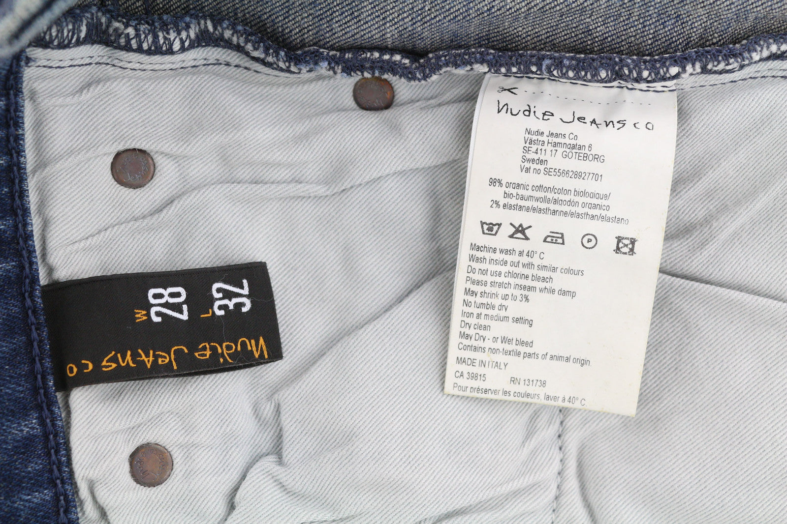 NUDIE JEANS High Kai Men Jeans W28/L32 Navy Falls Organic Washed Denim Blue