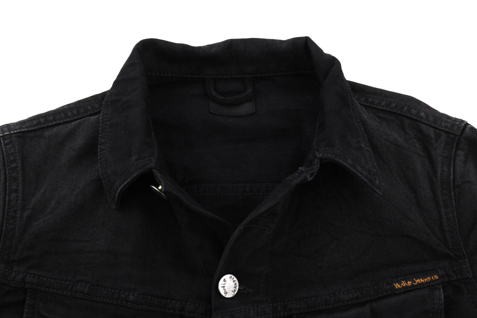 NUDIE JEANS Billy Men Jacket S Dark Shist Denim Button Spread Black Pockets