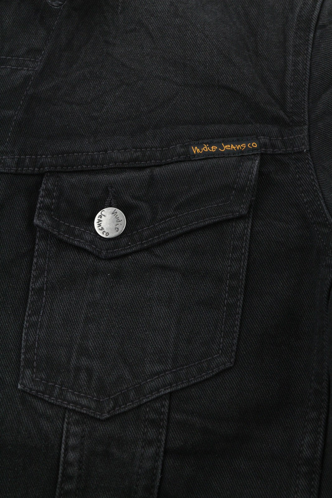 NUDIE JEANS Billy Men Jacket S Dark Shist Denim Button Spread Black Pockets