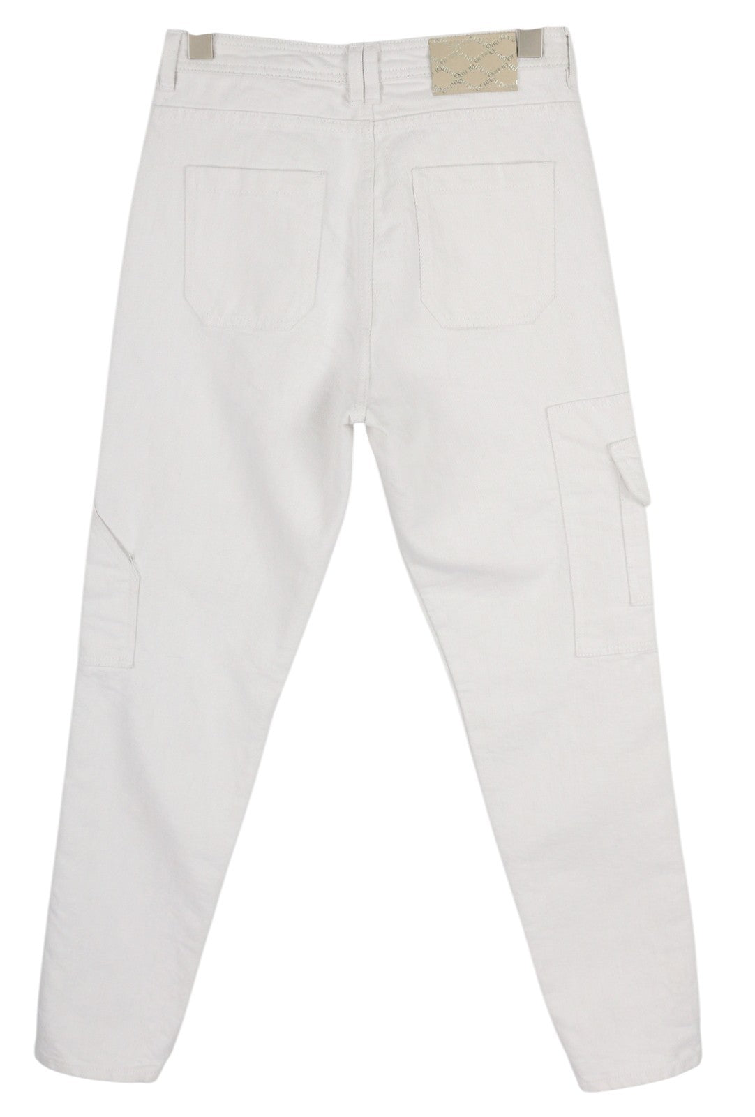 LIU JO Cargo Women Jeans 40 Skinny Fit Ripped Glitter Shiny Denim White Logo