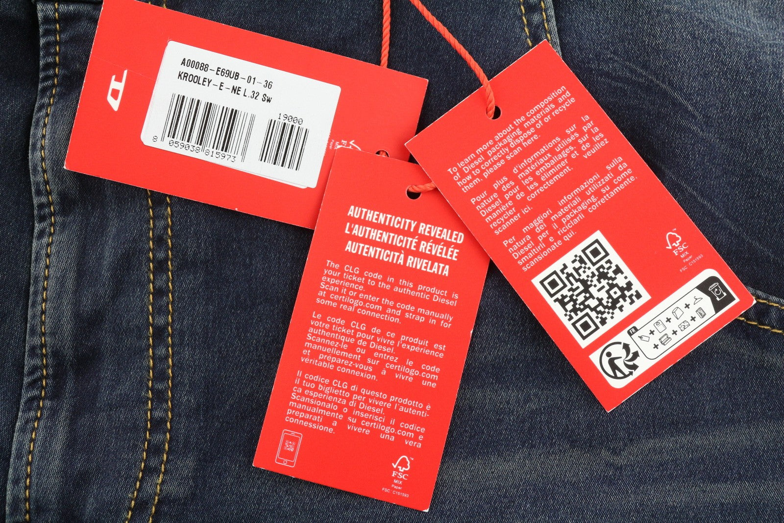 DIESEL Krooley Jogg E69UB Men Jeans W36/L32 Stretchy Tapered Washed Blue RRP€295