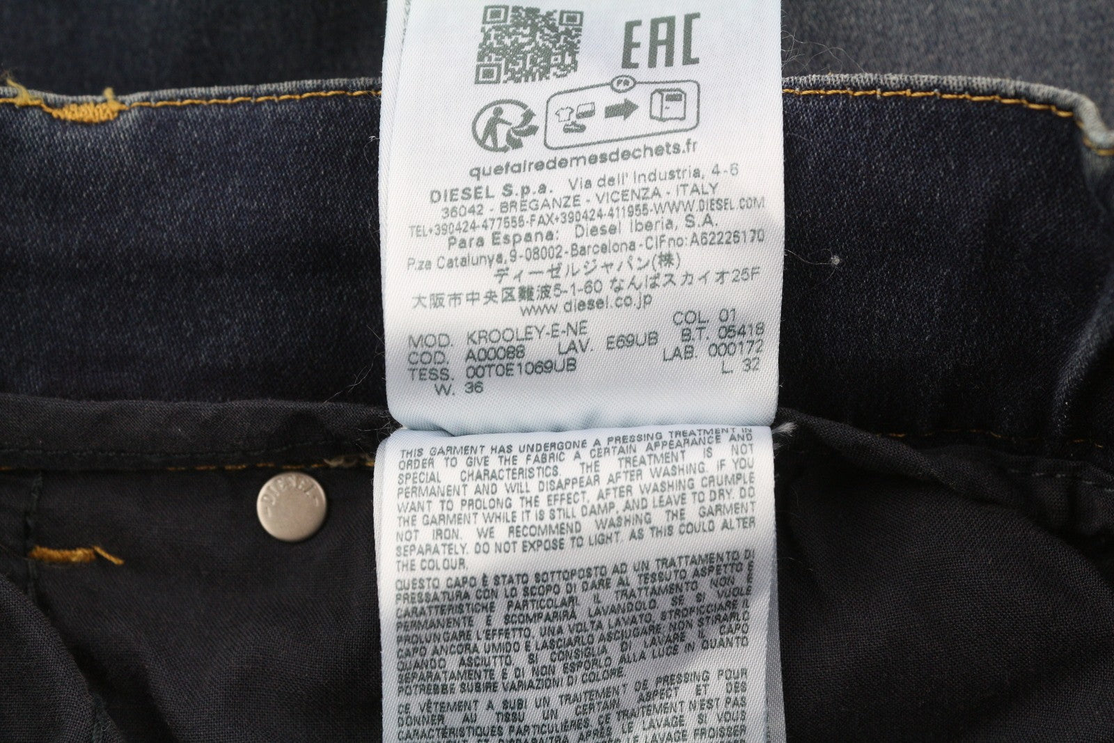 DIESEL Krooley Jogg E69UB Men Jeans W36/L32 Stretchy Tapered Washed Blue RRP€295