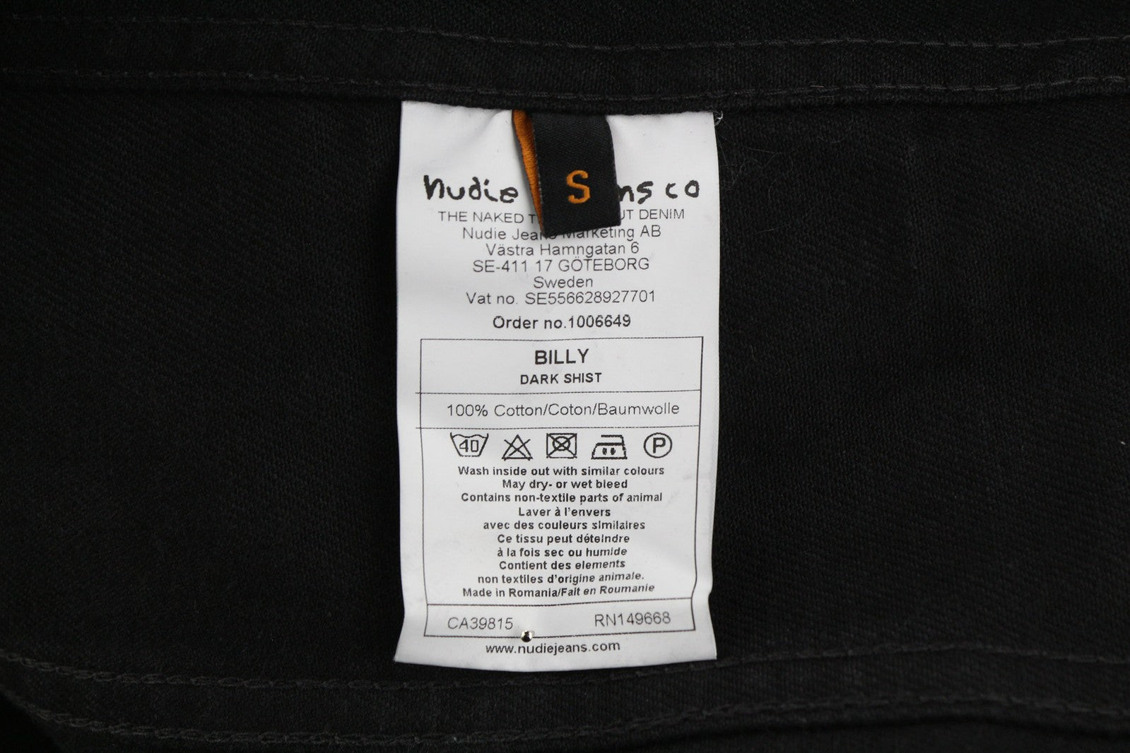 NUDIE JEANS Billy Men Jacket S Dark Shist Denim Buttoned Spread Black Pocket