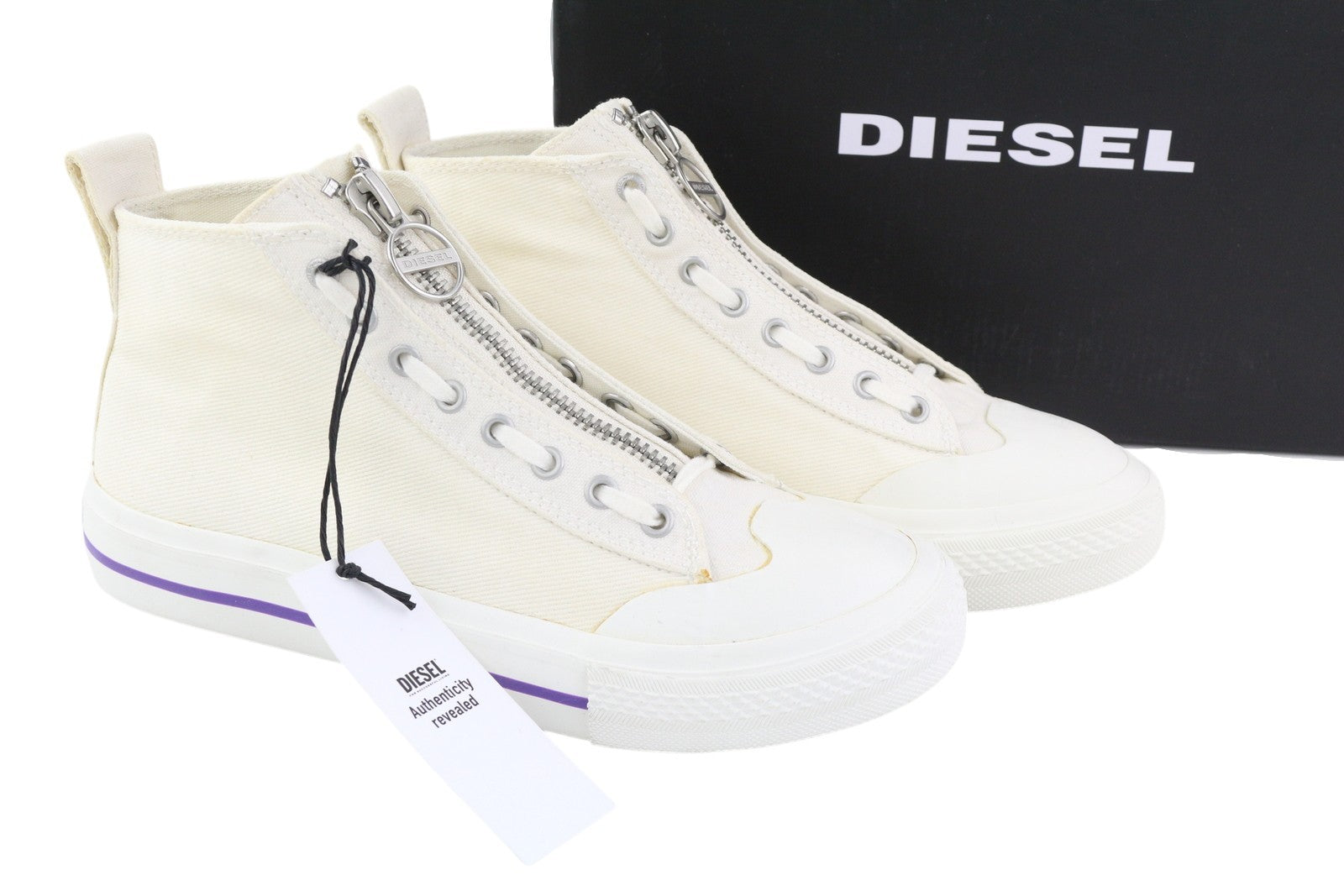 DIESEL S-Astico Mzip W Women Sneakers EU39 White Lace Up Almond Toe RRP€180