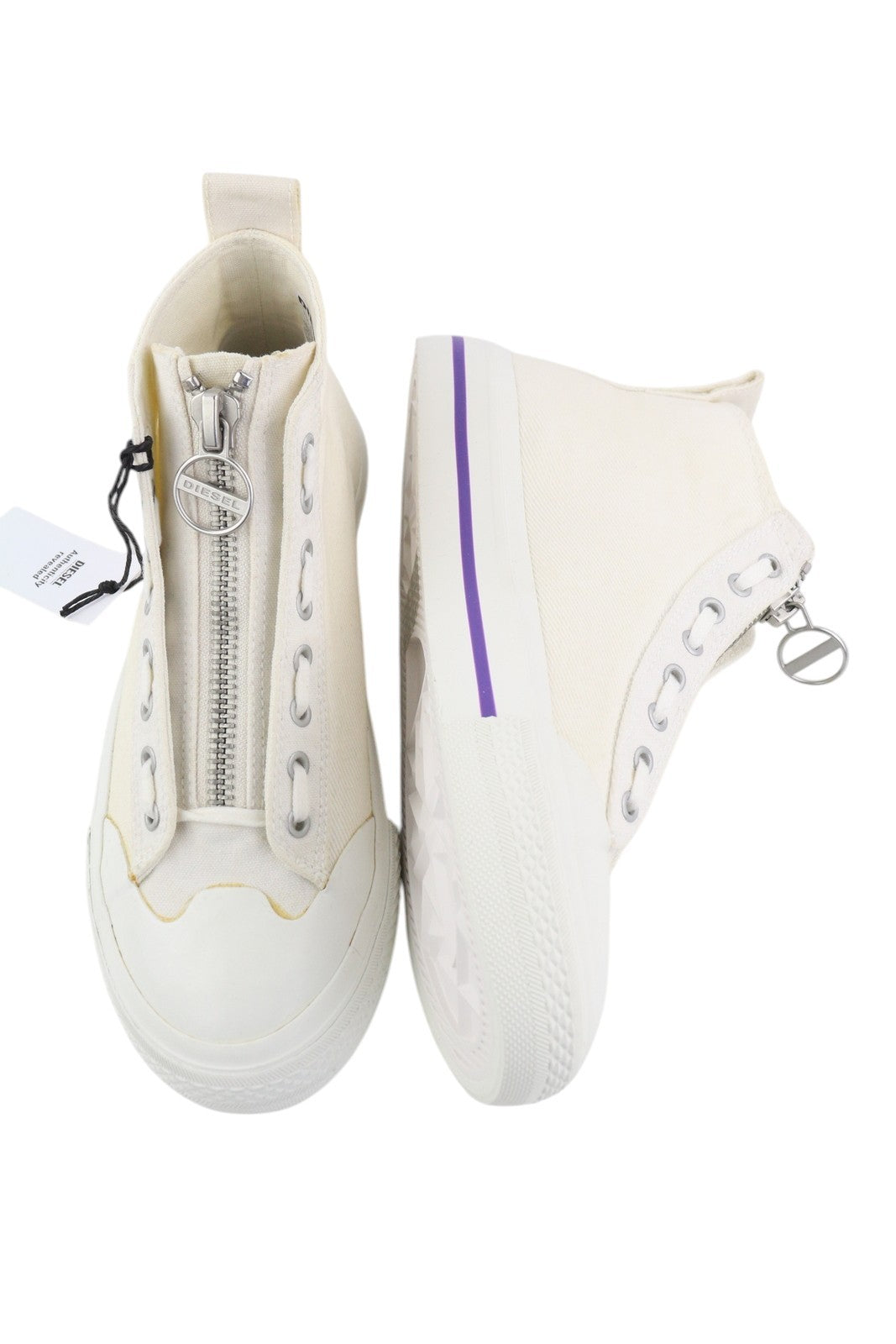 DIESEL S-Astico Mzip W Women Sneakers EU39 White Lace Up Almond Toe RRP€180