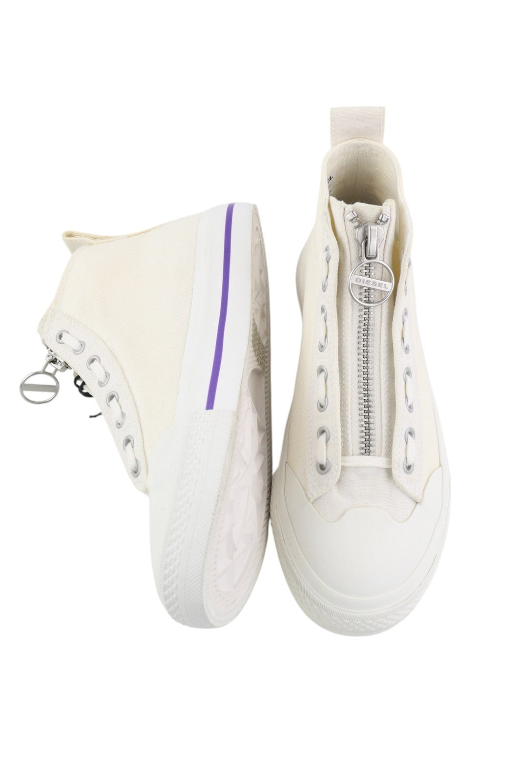 DIESEL S-Astico Mzip W Women Sneakers EU39 White Lace Up Almond Toe RRP€180