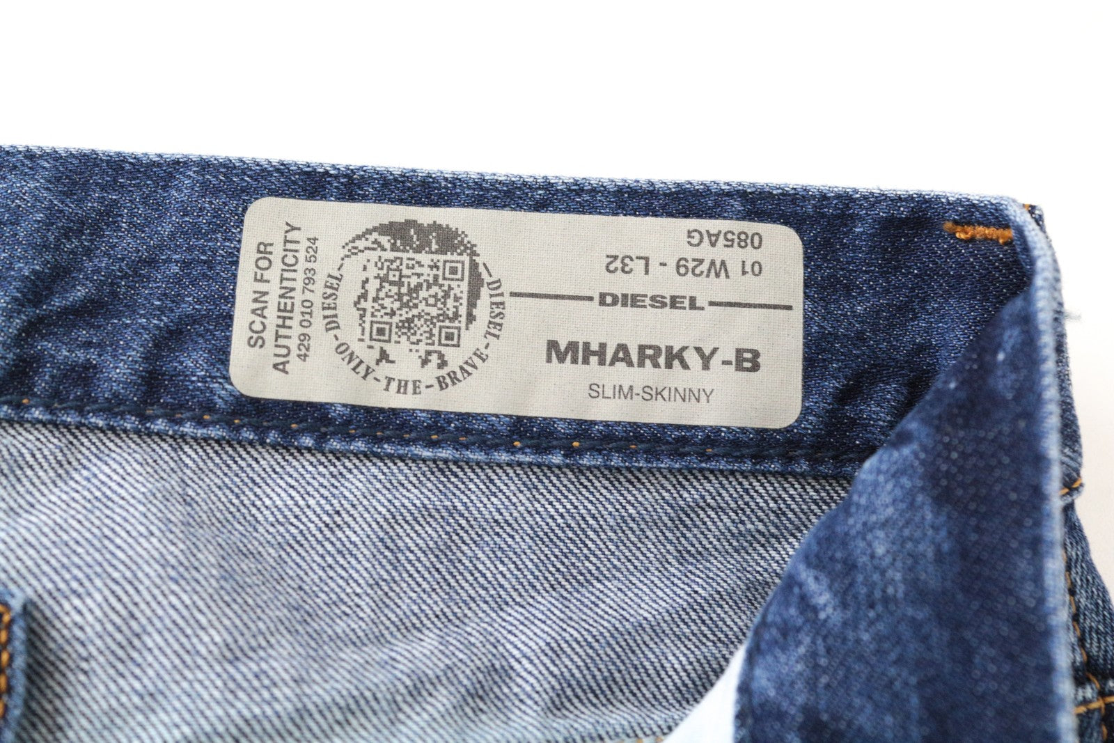 DIESEL Mharky-B 085AG W29/L32 Blue Jeans Skinny Fit Men's Washed Pure Cotton