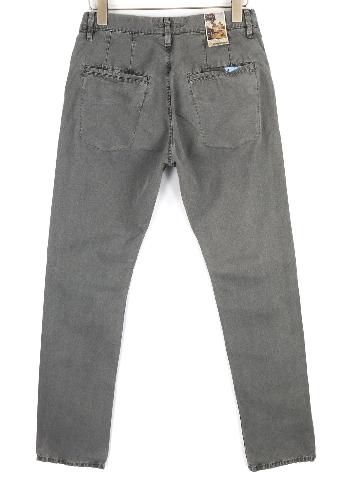 NUDIE JEANS Khaki Regular Men Trousers W30/L34 Canvas Sail Cloth Buttoned Grey