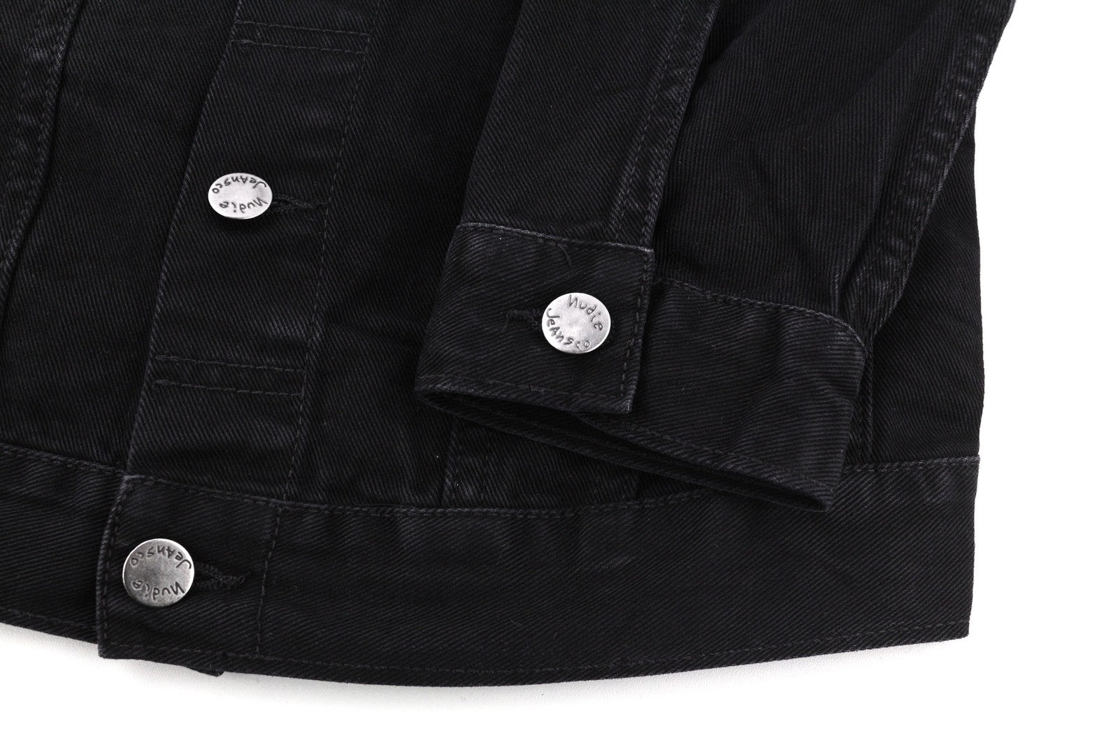 NUDIE JEANS Billy Men Jacket XS Dark Shist Denim Button Spread Black Pockets