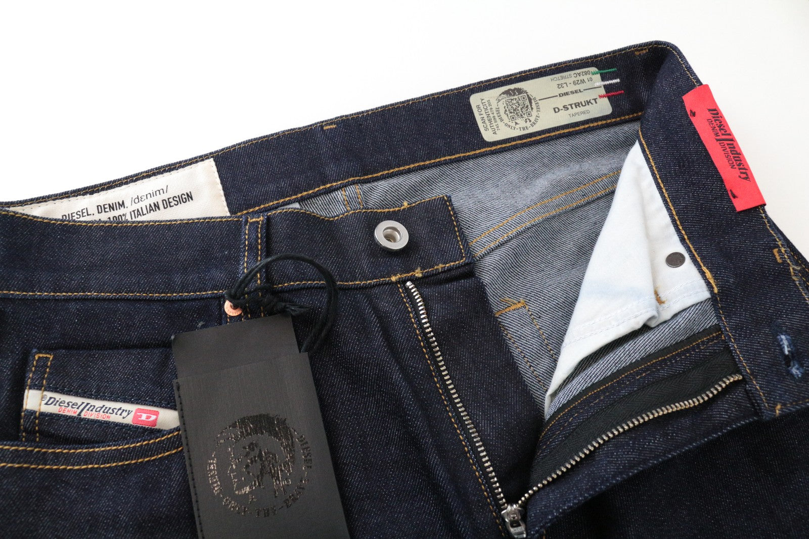 DIESEL D-Strukt 082AC W29/L32 Tapered Blue Stretch Cotton Men's Jeans