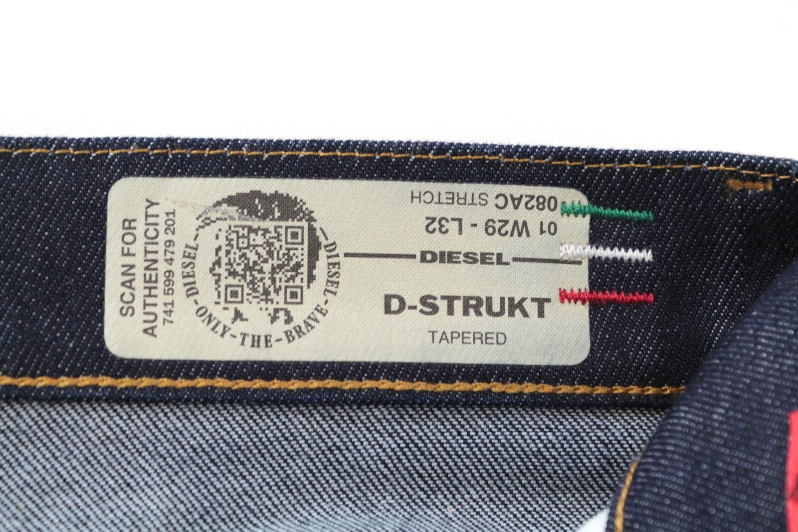 DIESEL D-Strukt 082AC W29/L32 Tapered Blue Stretch Cotton Men's Jeans
