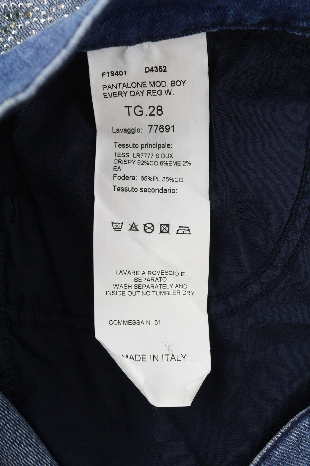 LIU JO Boy Every Day Women Jeans W28 Slim Fit Beaded Rhinestone Washed Blue