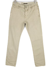 NUDIE JEANS Khaki Regular Men Trousers W29/L32 Beige Chino Button Fly Pockets