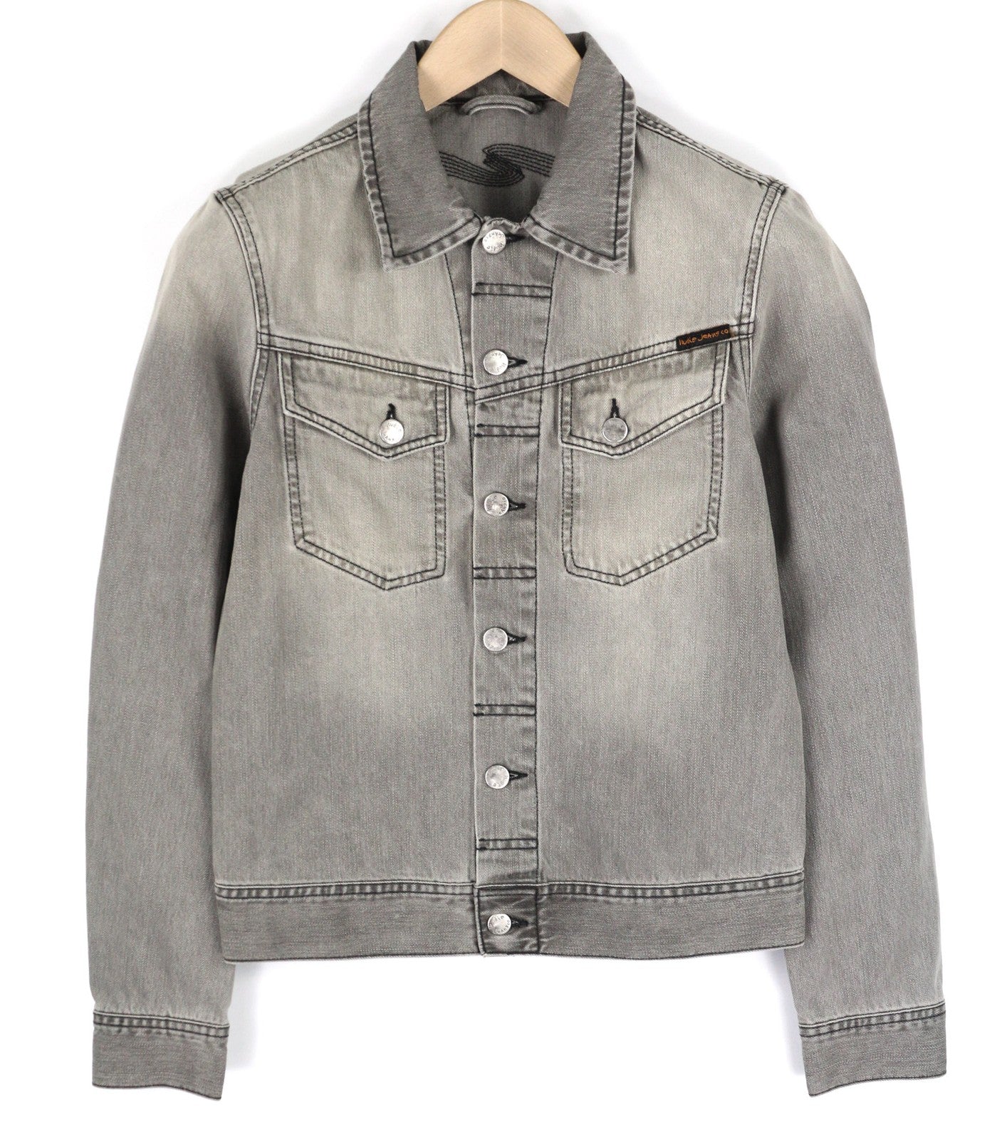 NUDIE JEANS Conny Men Jacket XS Organic Fog Denim Washed Grey Buttoned Spread