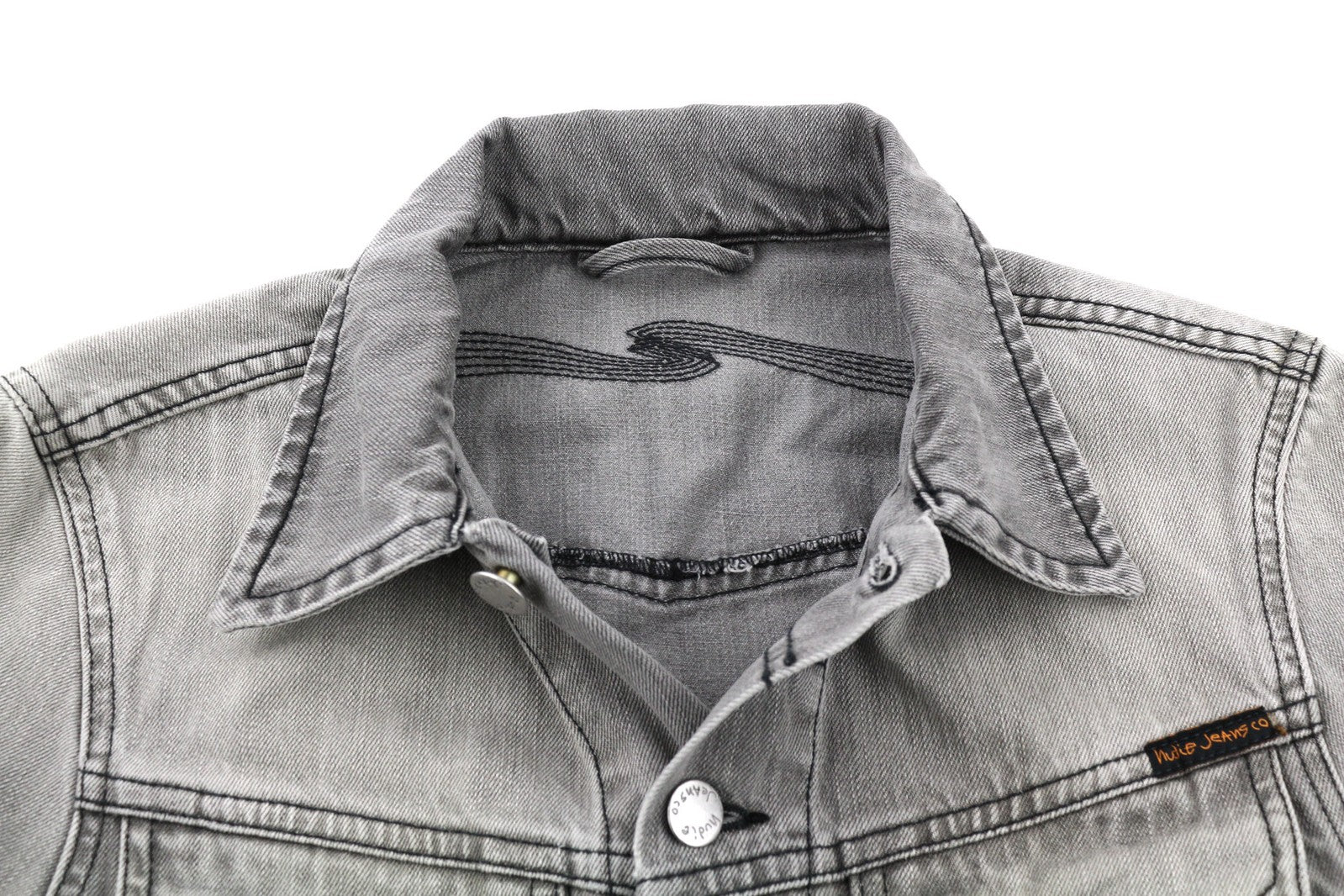 NUDIE JEANS Conny Men Jacket XS Organic Fog Denim Washed Grey Buttoned Spread