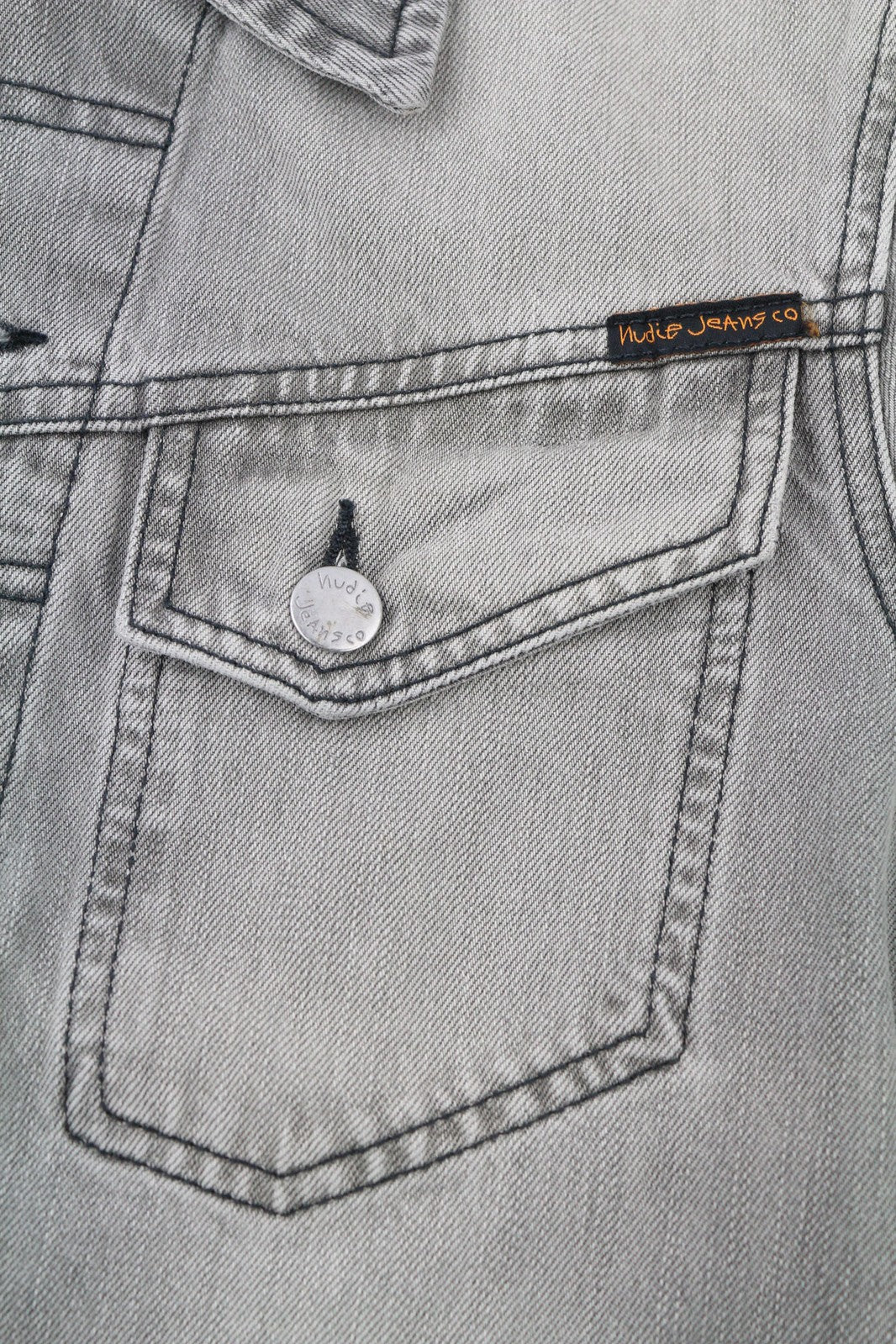 NUDIE JEANS Conny Men Jacket XS Organic Fog Denim Washed Grey Buttoned Spread