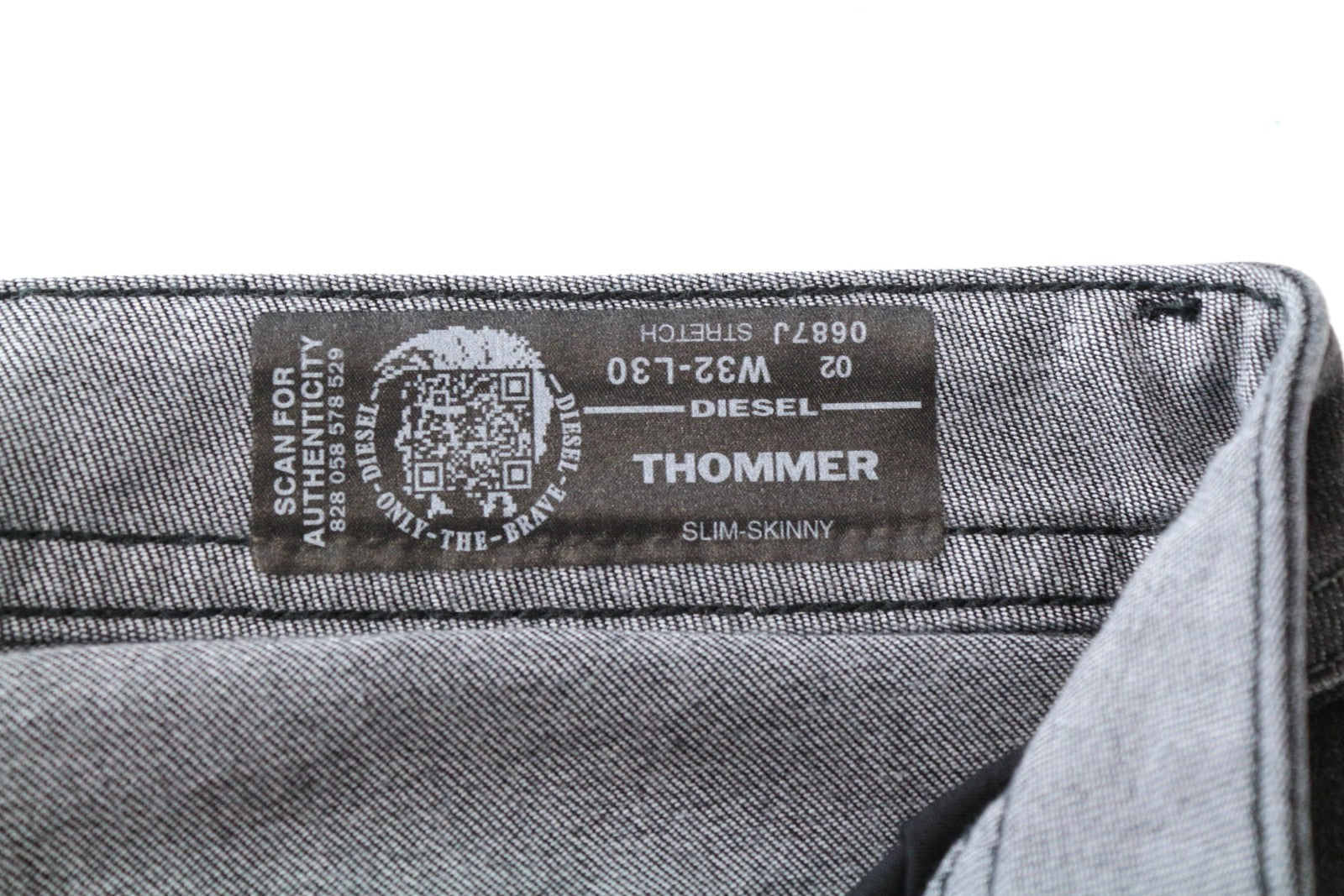 DIESEL Thommer 0687J W32/L30 Men's Jeans Skinny Slim Fit Cotton Stretch Grey