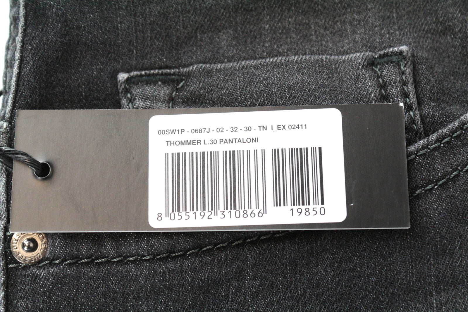 DIESEL Thommer 0687J Slim Grey W32/L30 Skinny Jeans Men's Cotton Stretch Denim