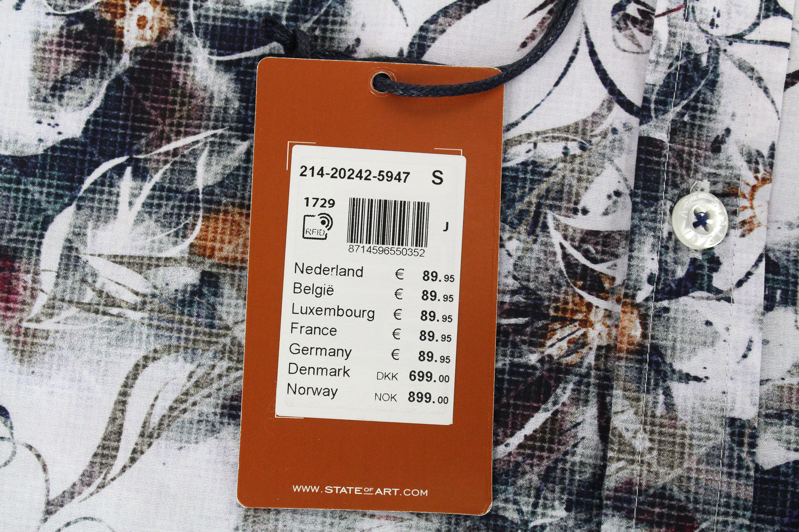 STATE OF ART Men Shirt S Floral Low Stretch Cotton Patterned Blended Casual