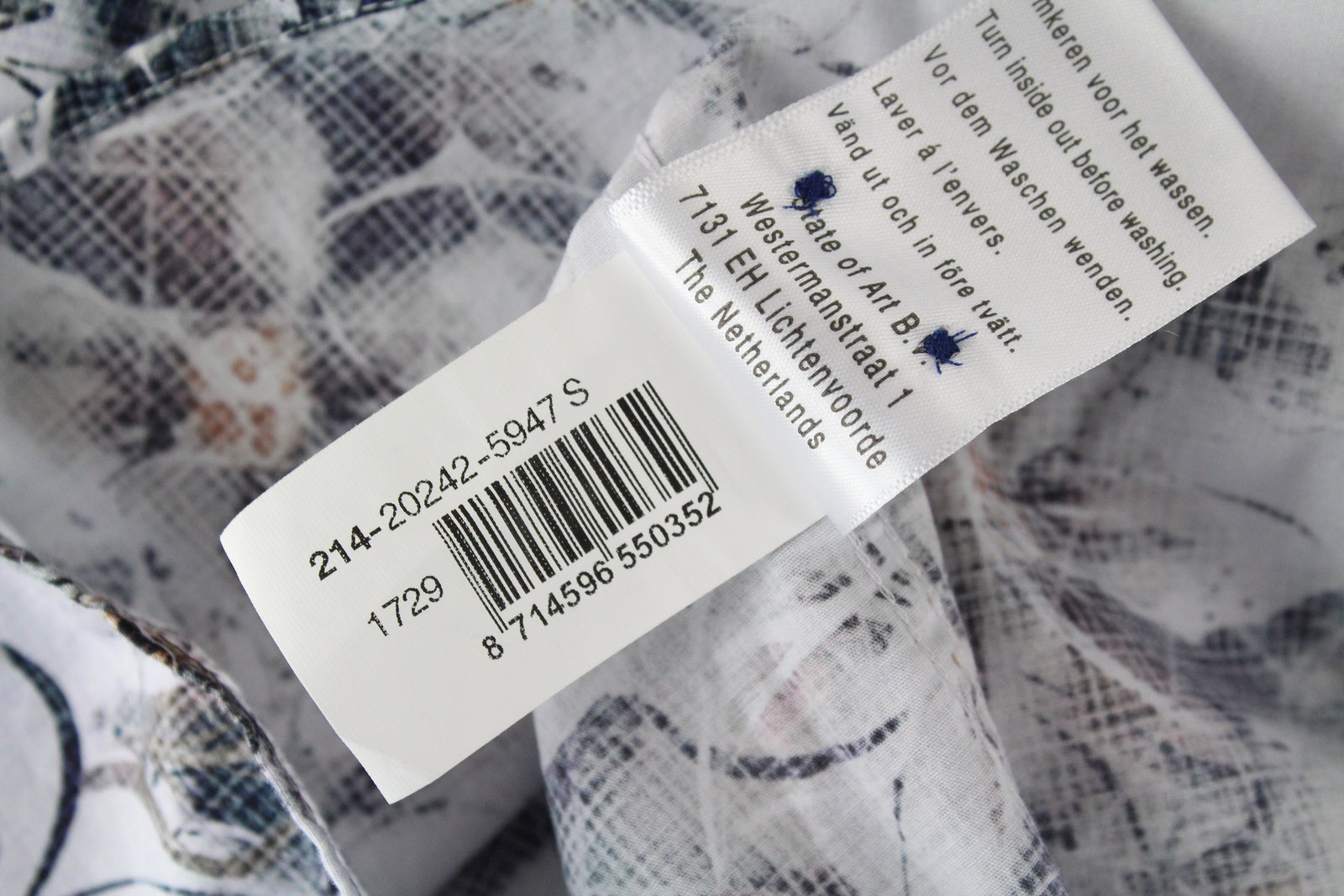 STATE OF ART Men Shirt S Floral Low Stretch Cotton Patterned Blended Casual