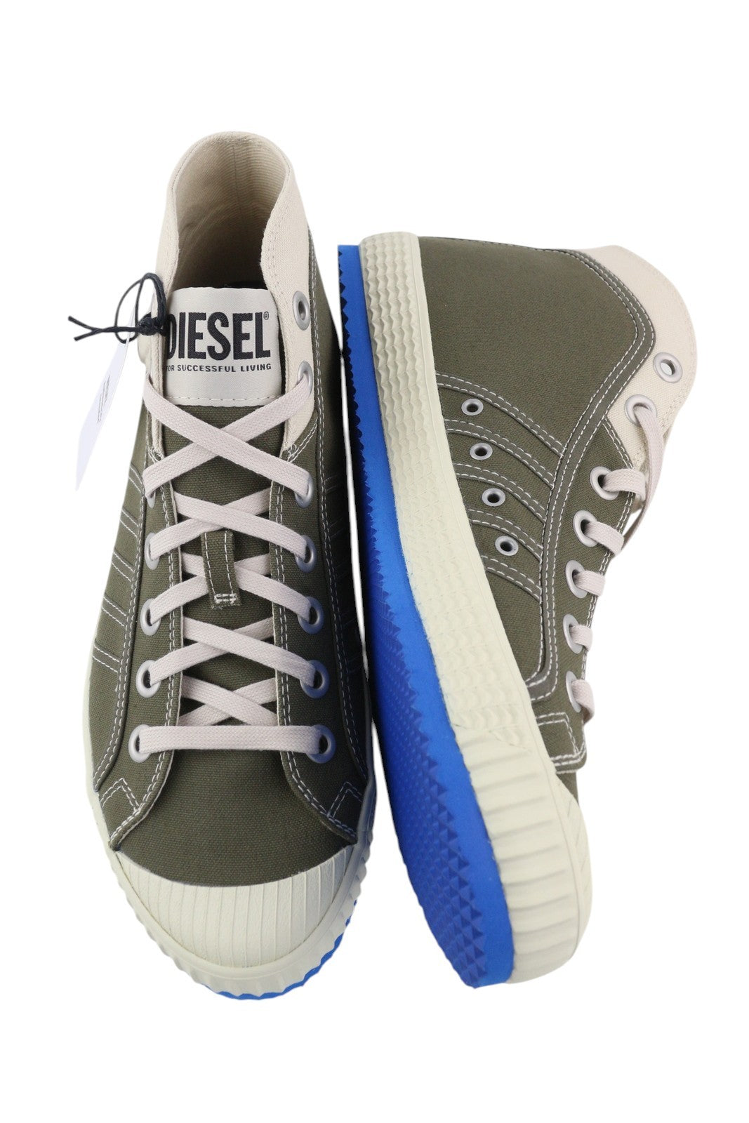 DIESEL S-Yuk MC Men Sneakers EU44 Grey Mid Top Lace Up Almond Toe RRP€120
