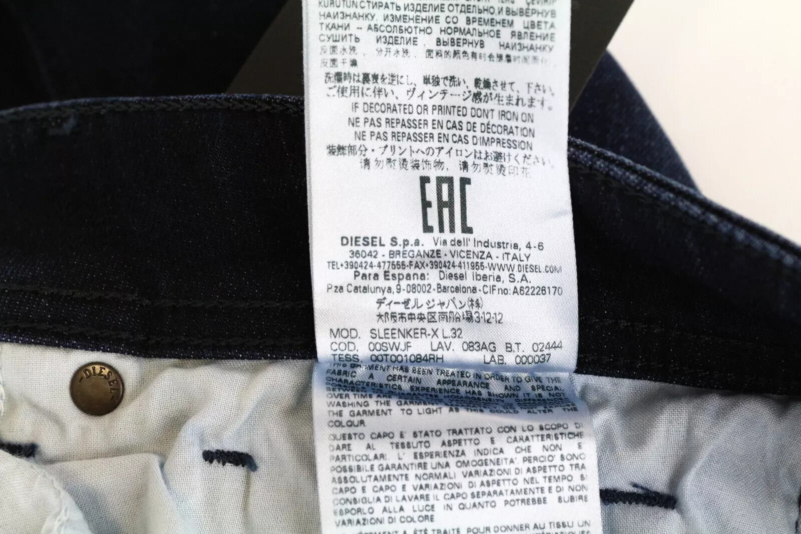 DIESEL Sleenker-X 083AG Men's Jeans W29/L32 Slim Washed Cotton Stretch Blue