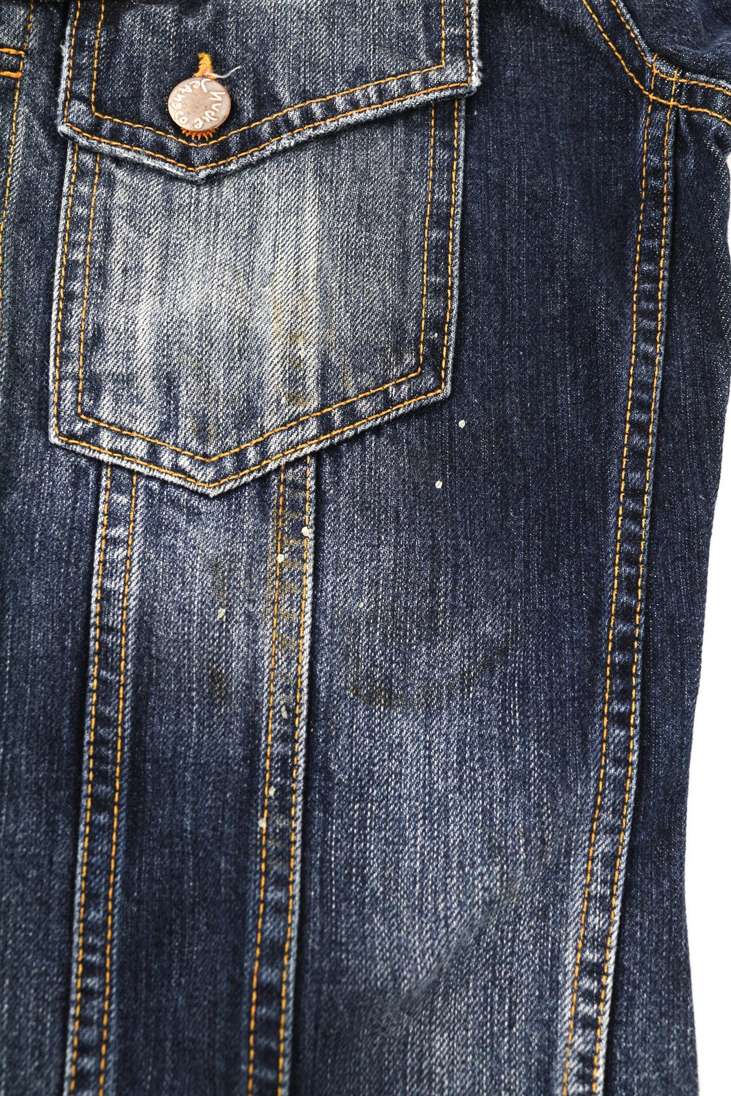 NUDIE JEANS Terry Men Jacket XS Vintage Worn Denim Logo Spread Neck Buttoned