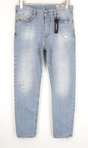 DIESEL Mharky 080AF W29/L32 Blue Cotton Ripped Skinny Fit Jeans for Men's Washed