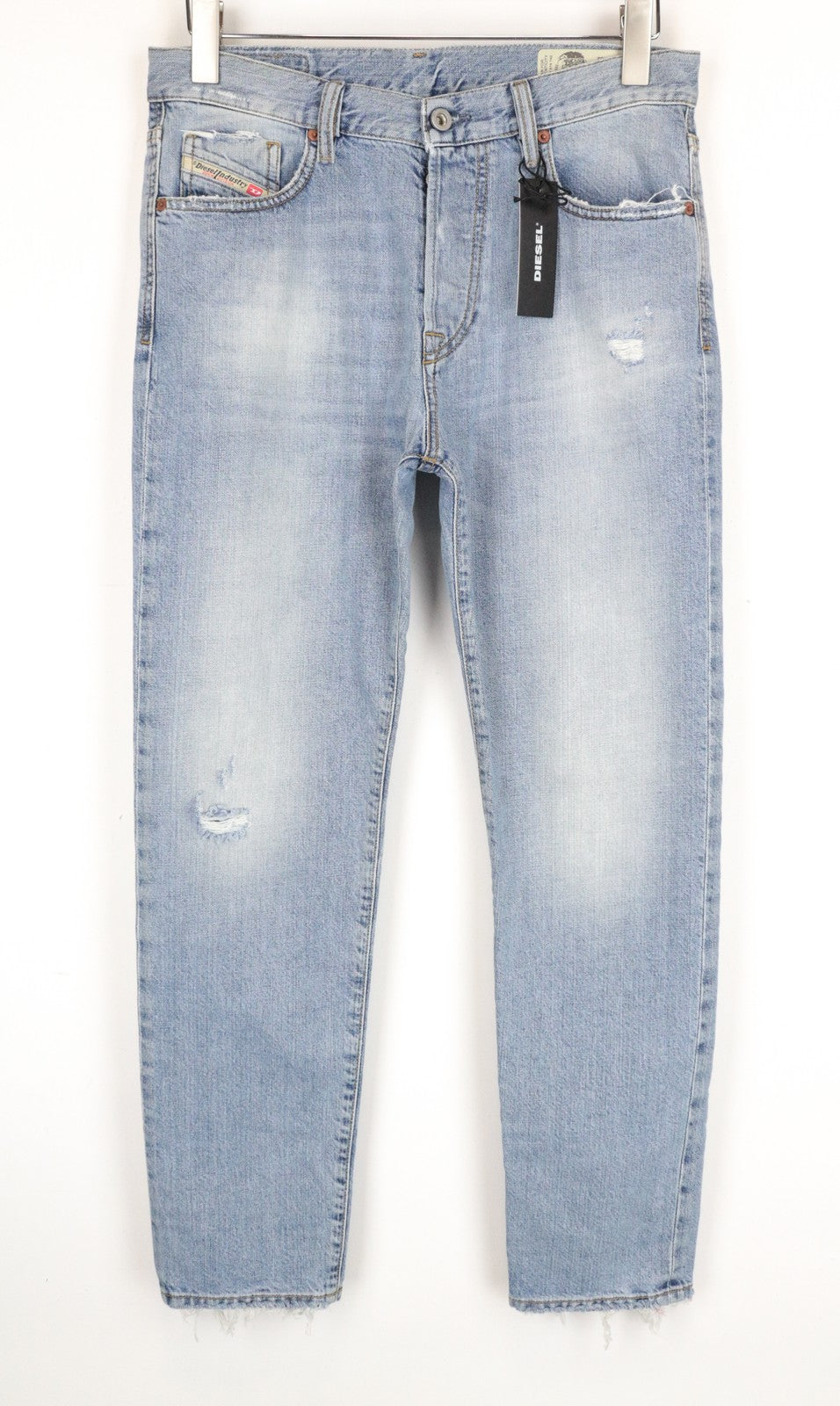 DIESEL Mharky 080AF W29/L32 Blue Cotton Ripped Skinny Fit Jeans for Men's Washed