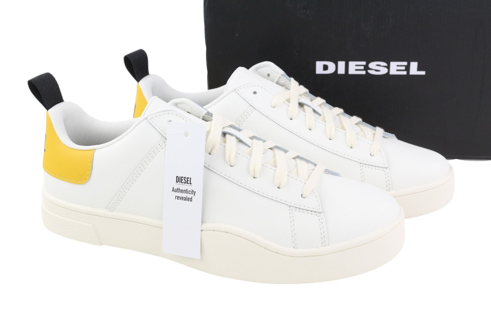 DIESEL S-Clever Low Lace Men Sneakers EU45 Leather White Almond Toe RRP€140