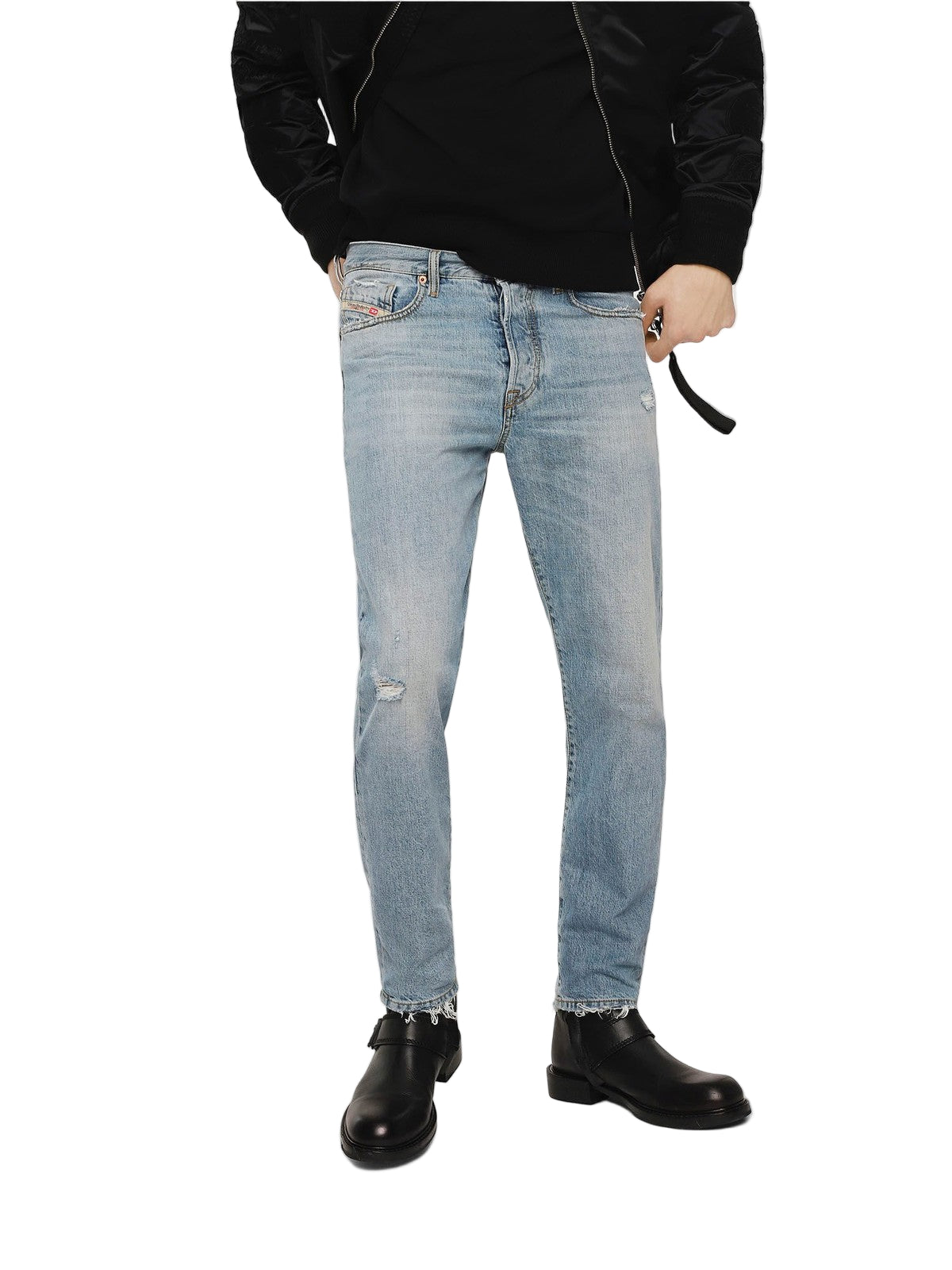 DIESEL Mharky 080AF Distressed Wash W33/L32 Blue Cotton Skinny Fit Men's Jeans