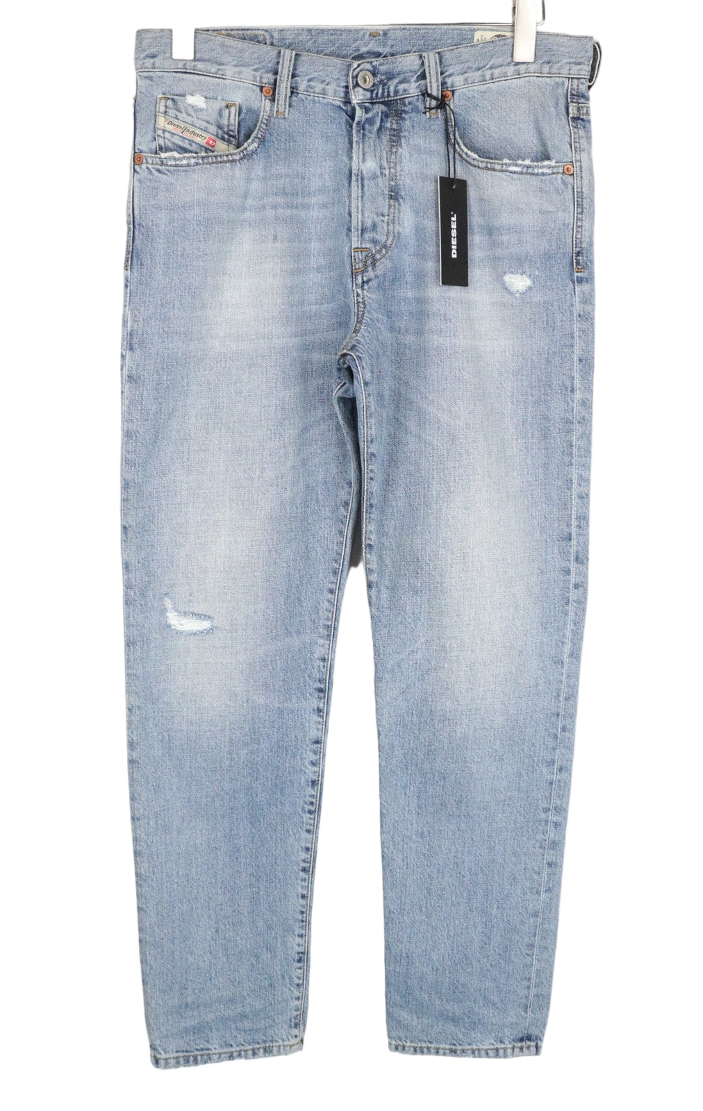 DIESEL Mharky 080AF Distressed Wash W33/L32 Blue Cotton Skinny Fit Men's Jeans