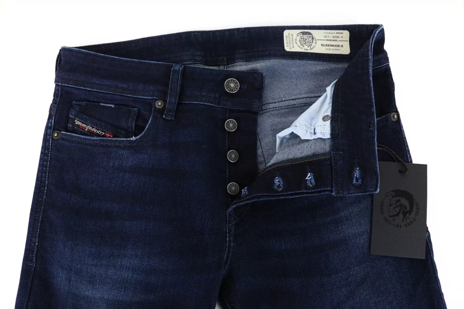 DIESEL Sleenker-X 083AG vyriški džinsai W29/L32 Slim Skinny medvilniniai tamprūs mėlyni