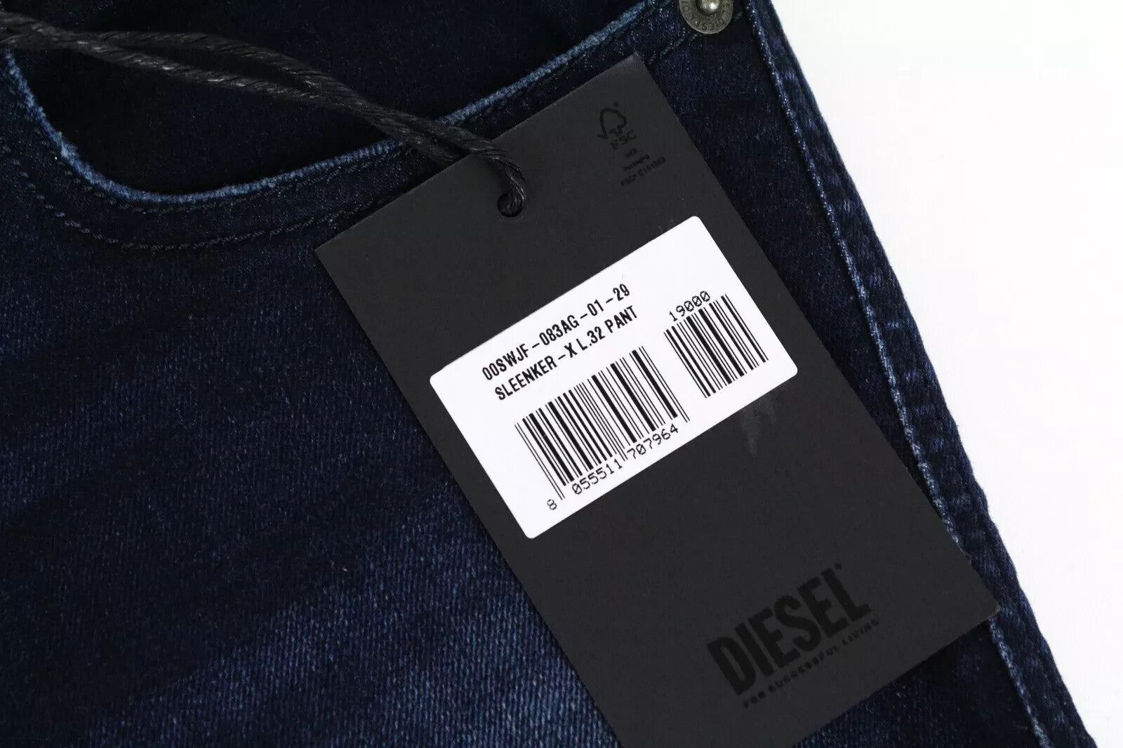 DIESEL Sleenker-X 083AG vyriški džinsai W29/L32 Slim Skinny medvilniniai tamprūs mėlyni