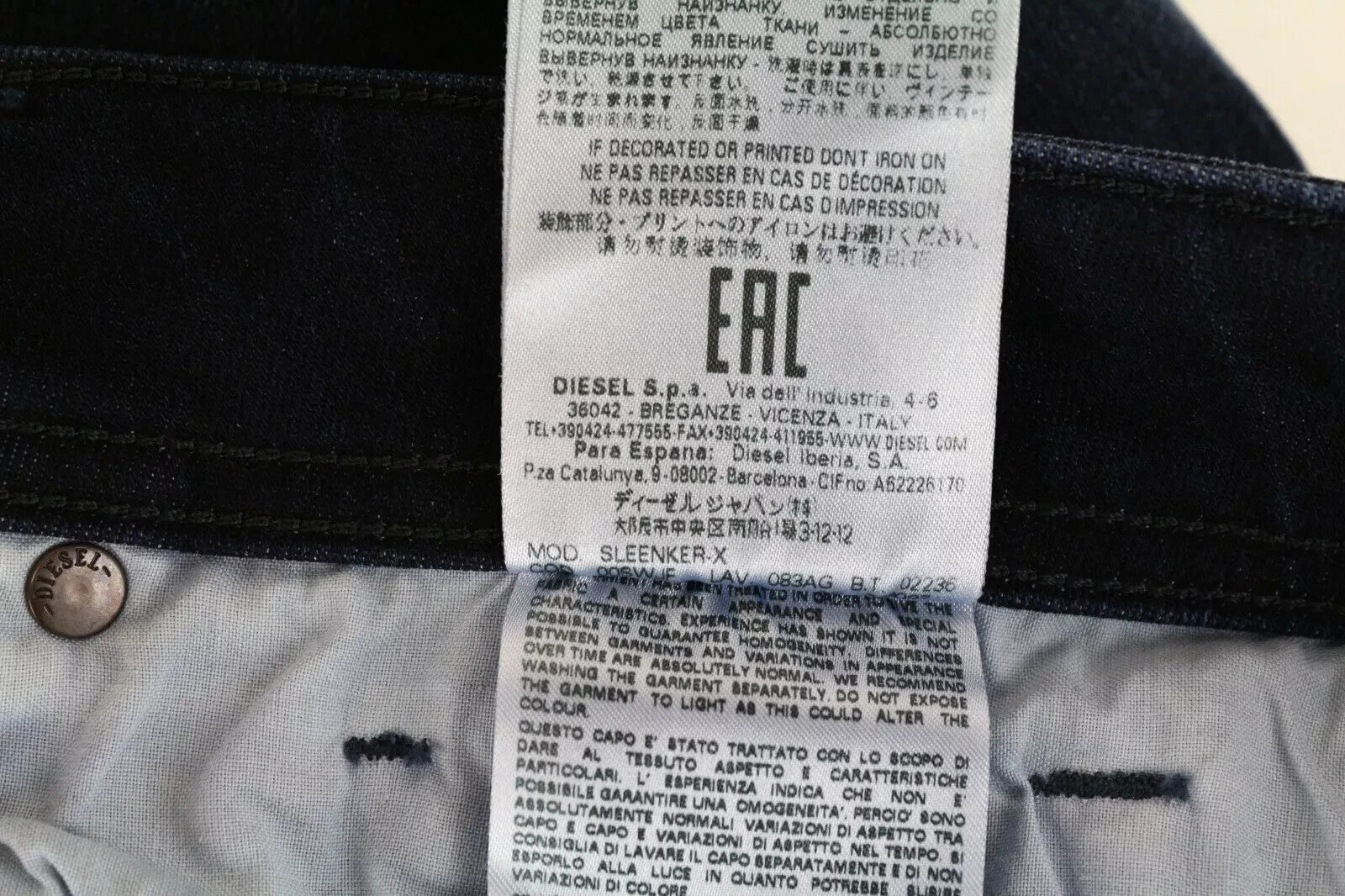 DIESEL Sleenker-X 083AG vyriški džinsai W29/L32 Slim Skinny medvilniniai tamprūs mėlyni