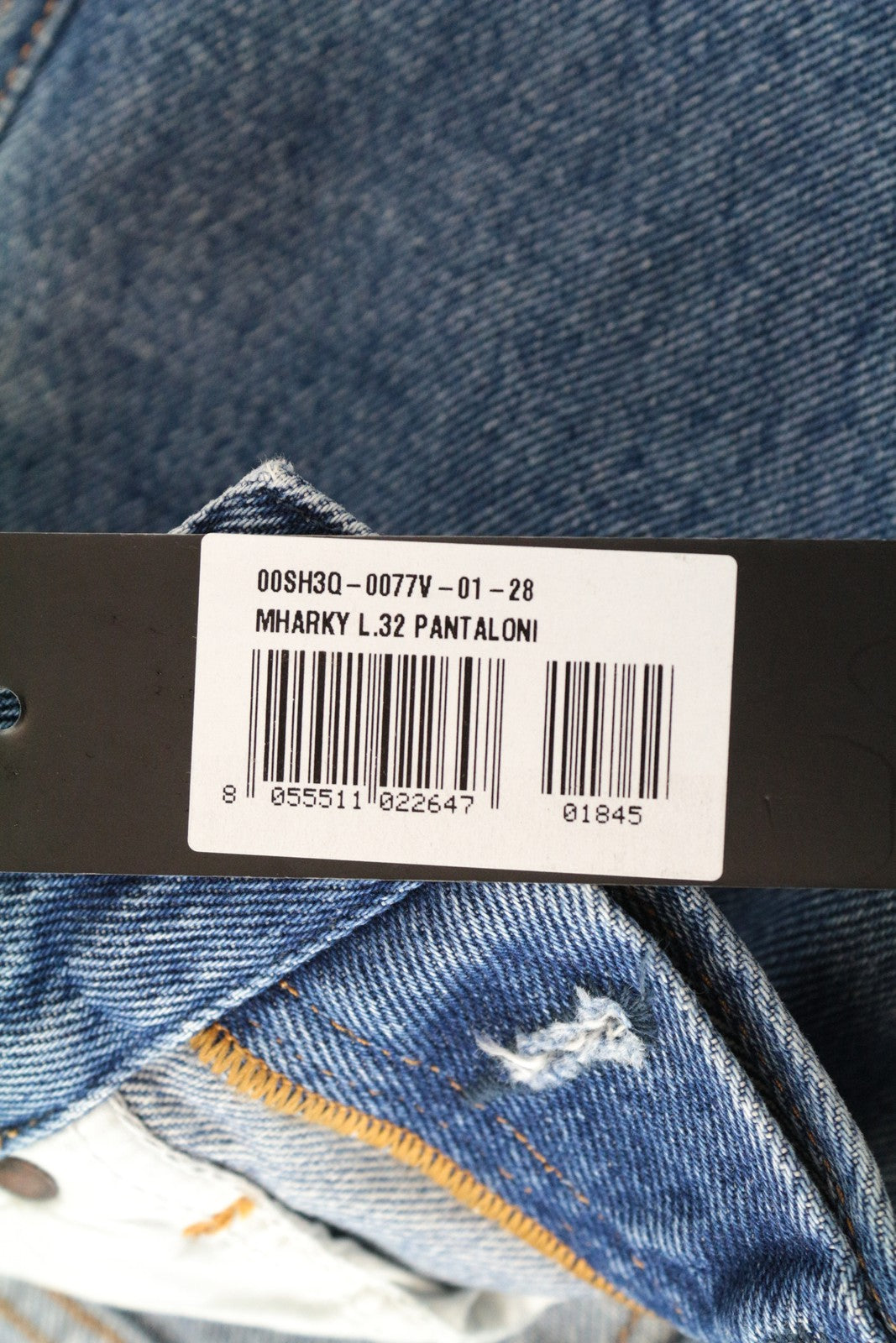 DIESEL Mharky 0077V W28/L32 Skinny Men's Jeans Bleach Blue Cotton Pure Fit