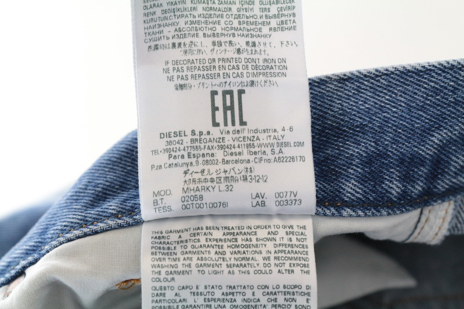 DIESEL Mharky 0077V W29/L32 Bleached Blue Jeans Slim Cotton 5-Pocket for Men's