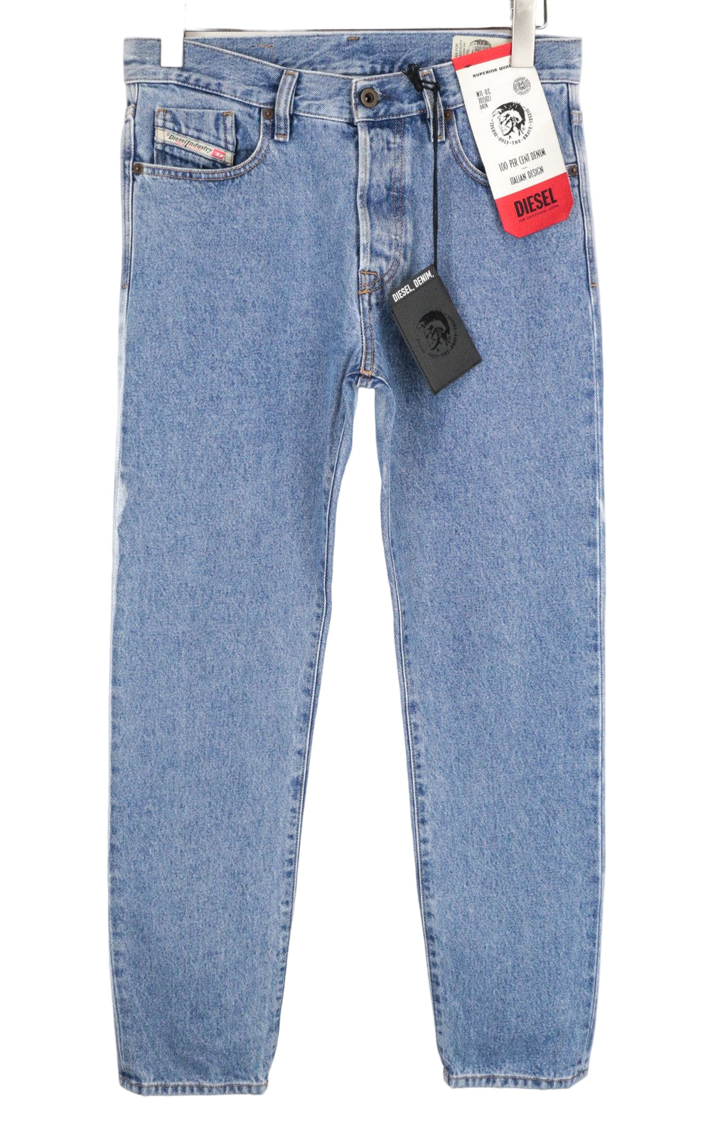 DIESEL Mharky 0077V W29/L32 Bleached Blue Jeans Slim Cotton 5-Pocket for Men's