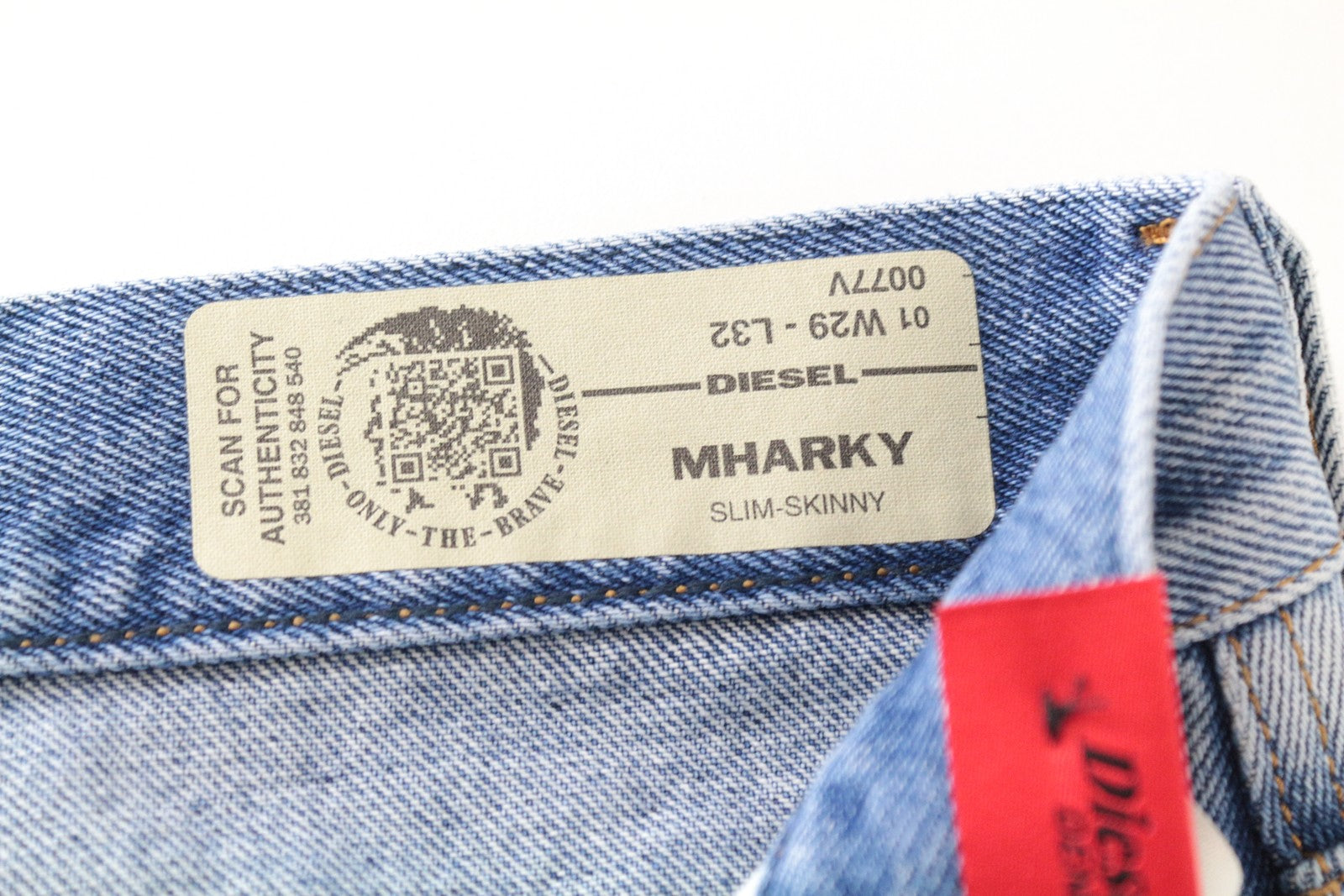 DIESEL Mharky 0077V W29/L32 Bleached Blue Jeans Slim Cotton 5-Pocket for Men's