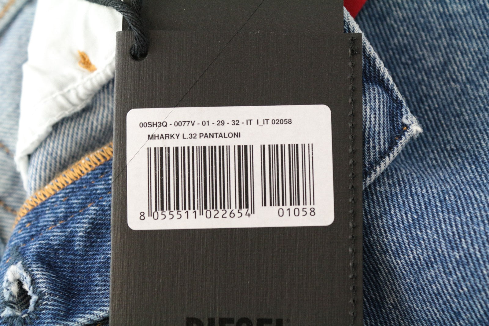 DIESEL Mharky 0077V W29/L32 Bleached Blue Jeans Slim Cotton 5-Pocket for Men's